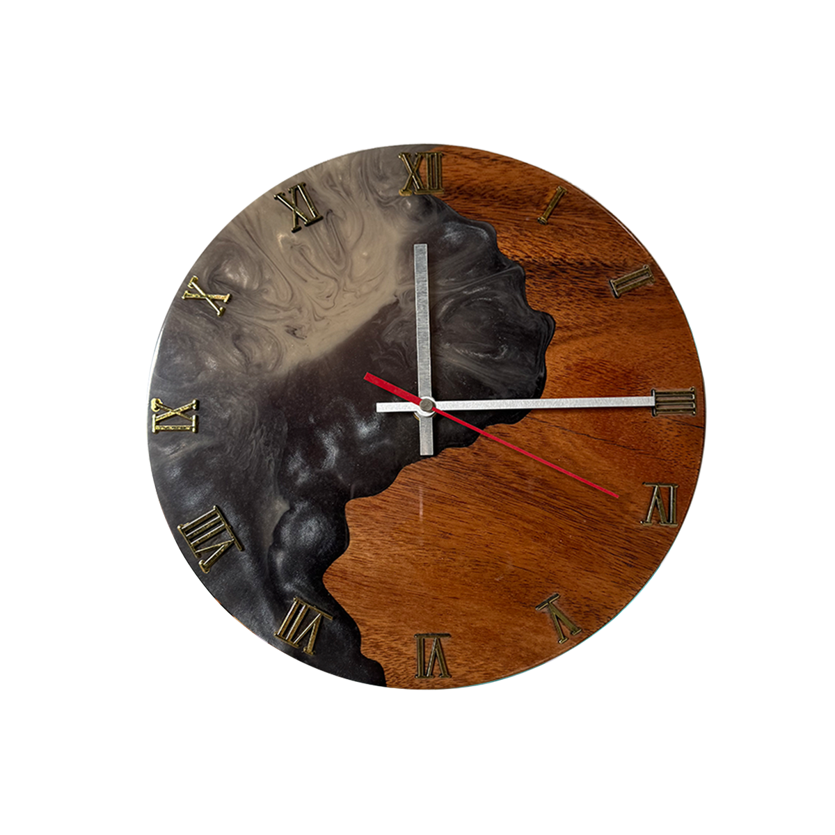 Black Walnut Wood Epoxy Resin Wall Clock