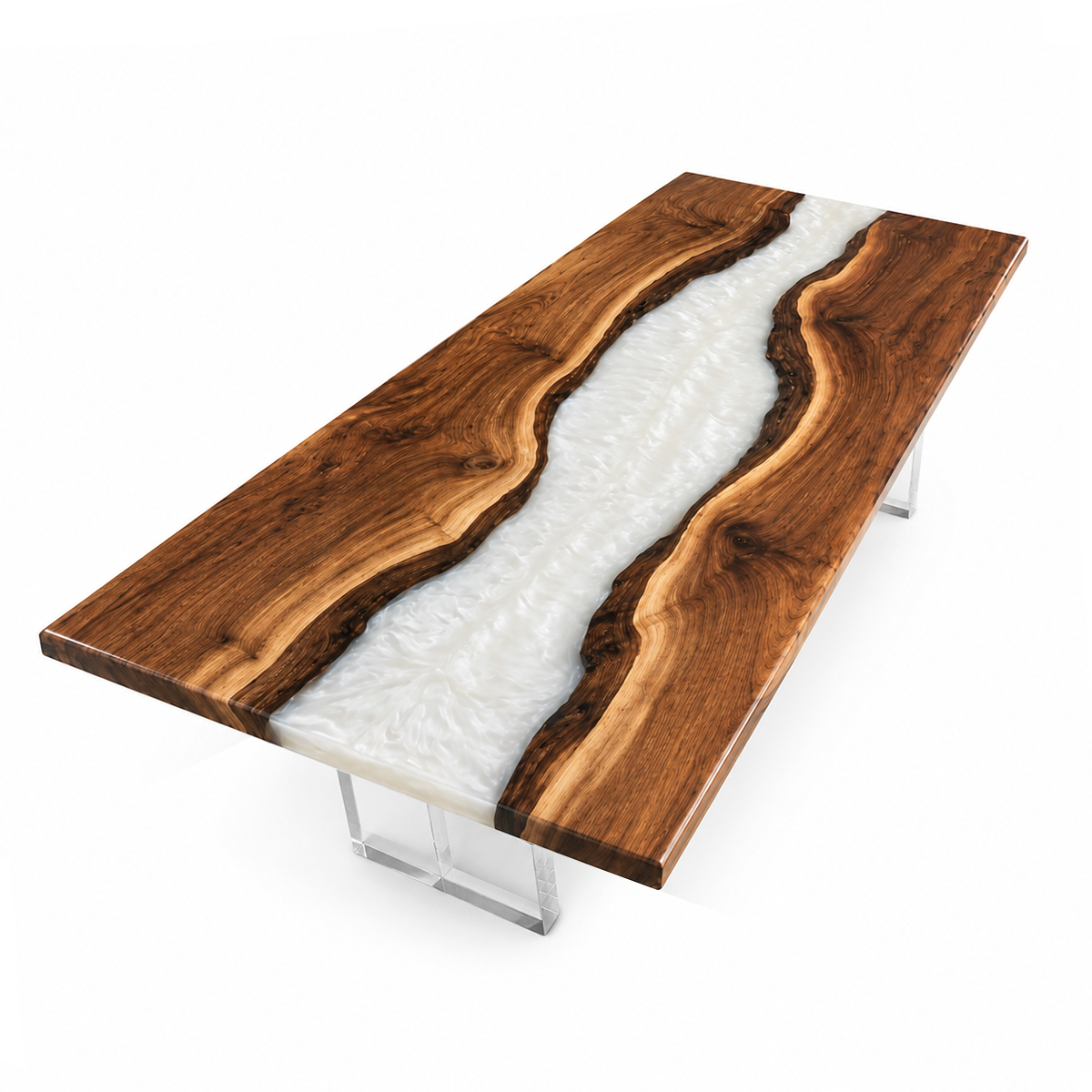 Black Walnut with White Epoxy Resin Conference Table