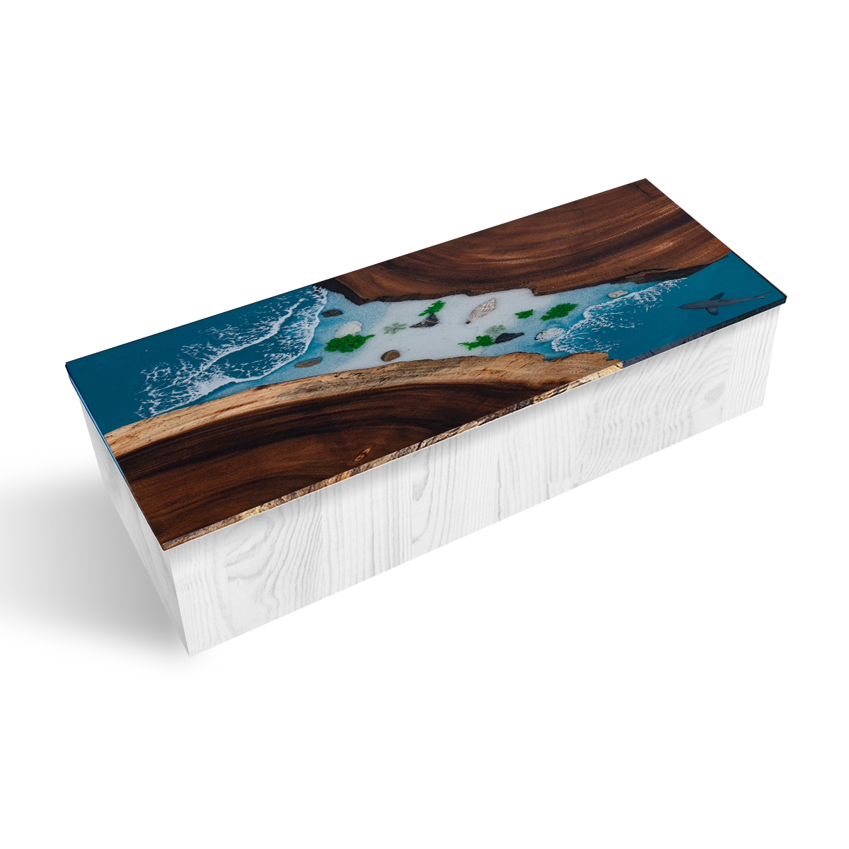 Black Walnut Ocean Wave Rectangle Resin Countertop