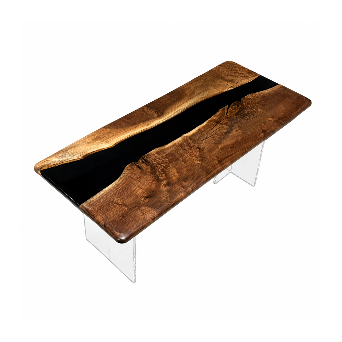 Black Walnut with Black Epoxy Resin Dining Table 31.5"W x 70.9"L Thickness 2.0"