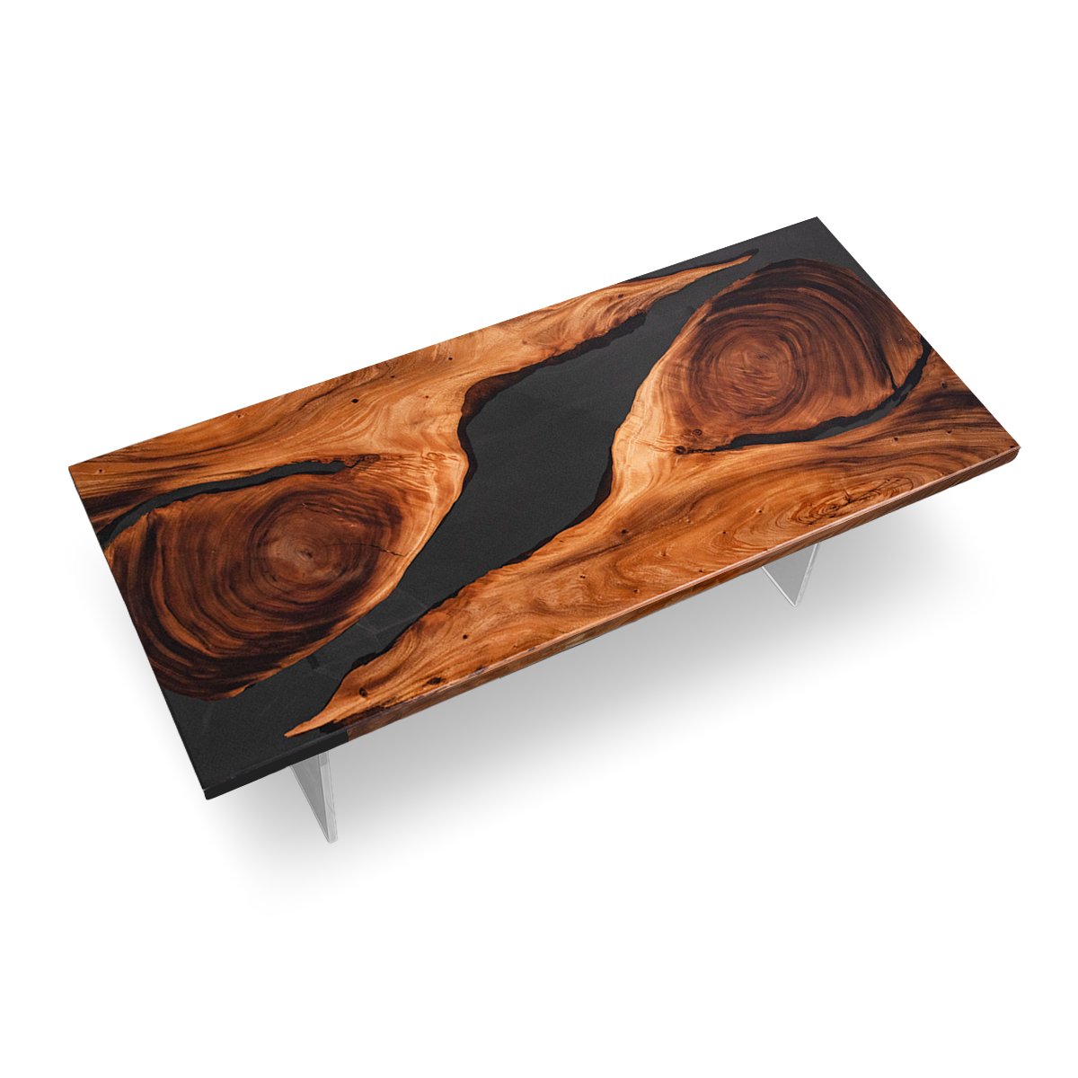 Black Walnut Wood Transparent Black Rectangle Epoxy Resin Conference table