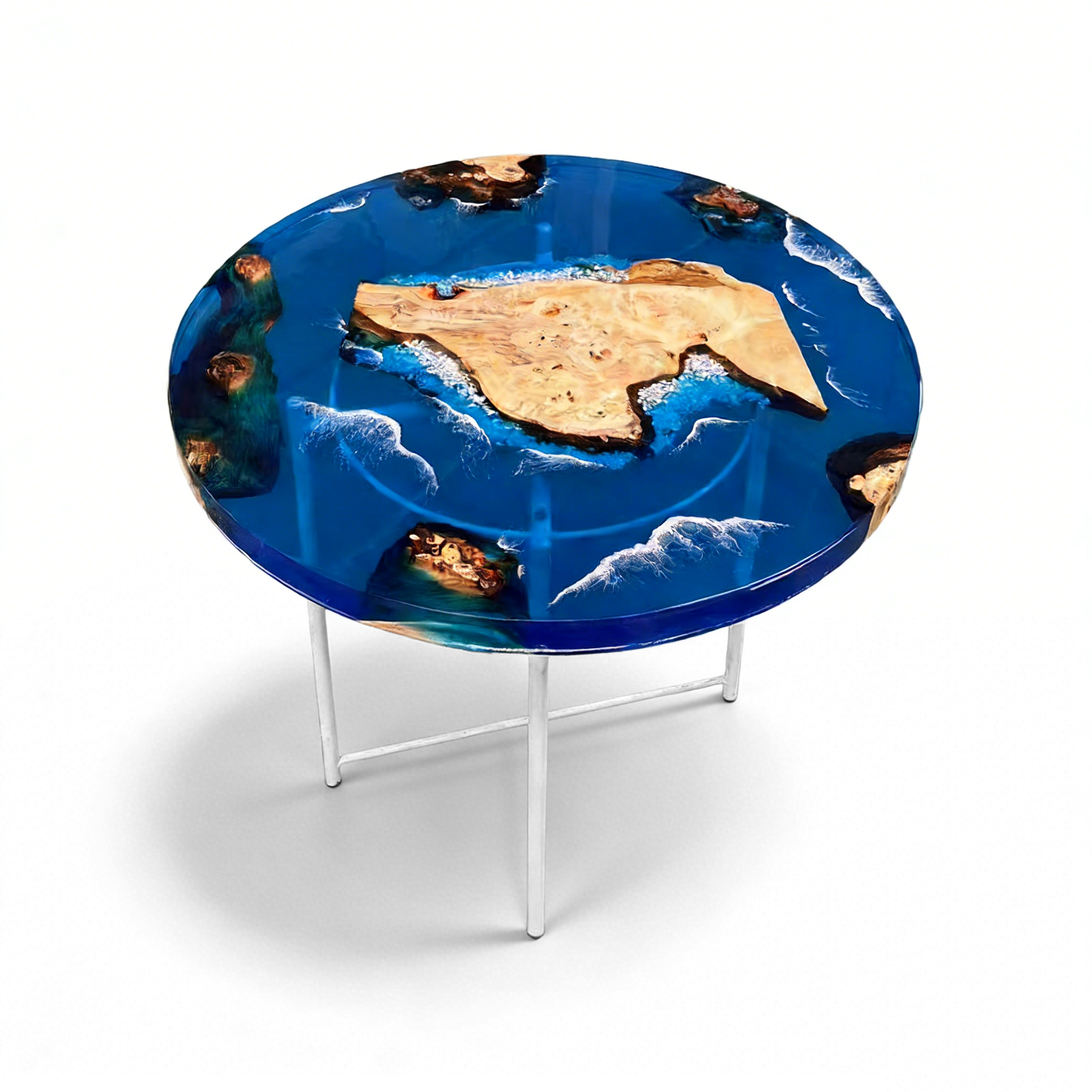 Poplar Wood Ocean Scene Resin Round Table