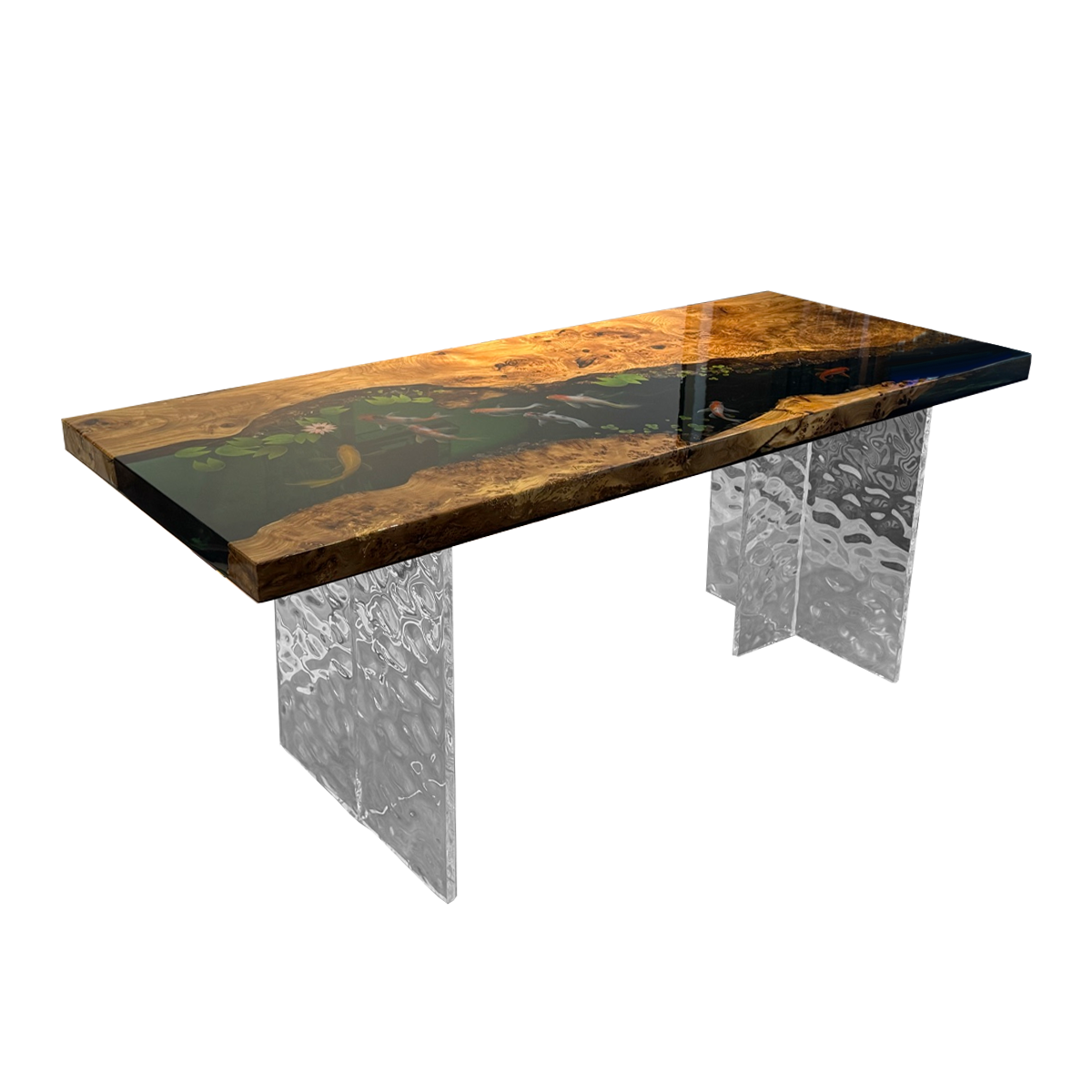 Elm Wood River Rectangle Resin Coffee Table