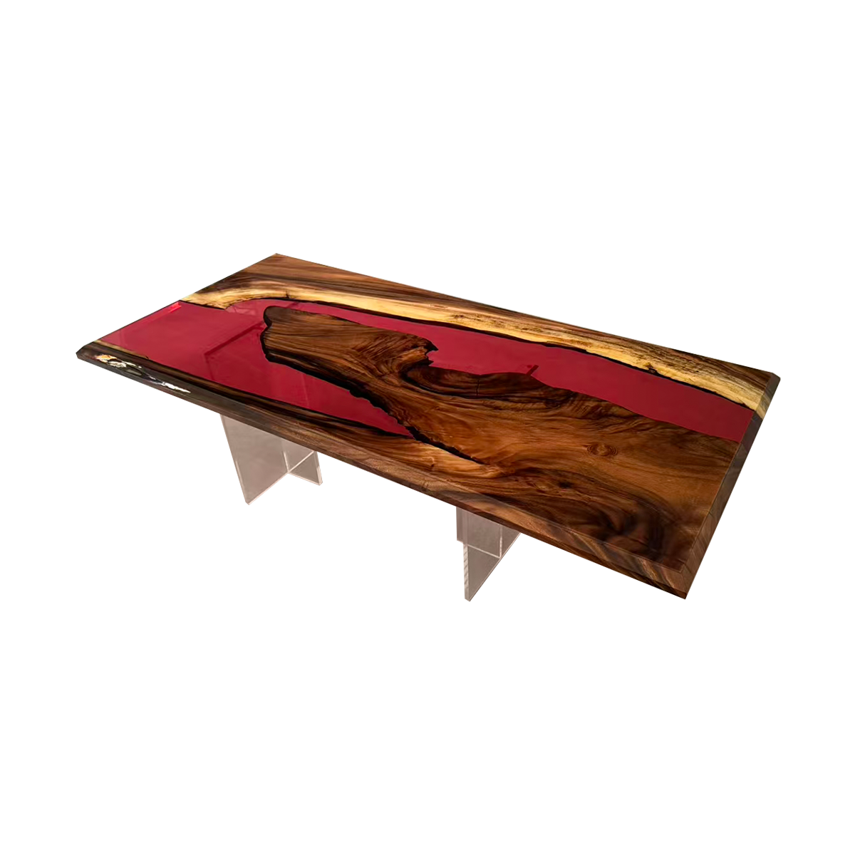 Walnut Red Epoxy Resin River Coffee Table