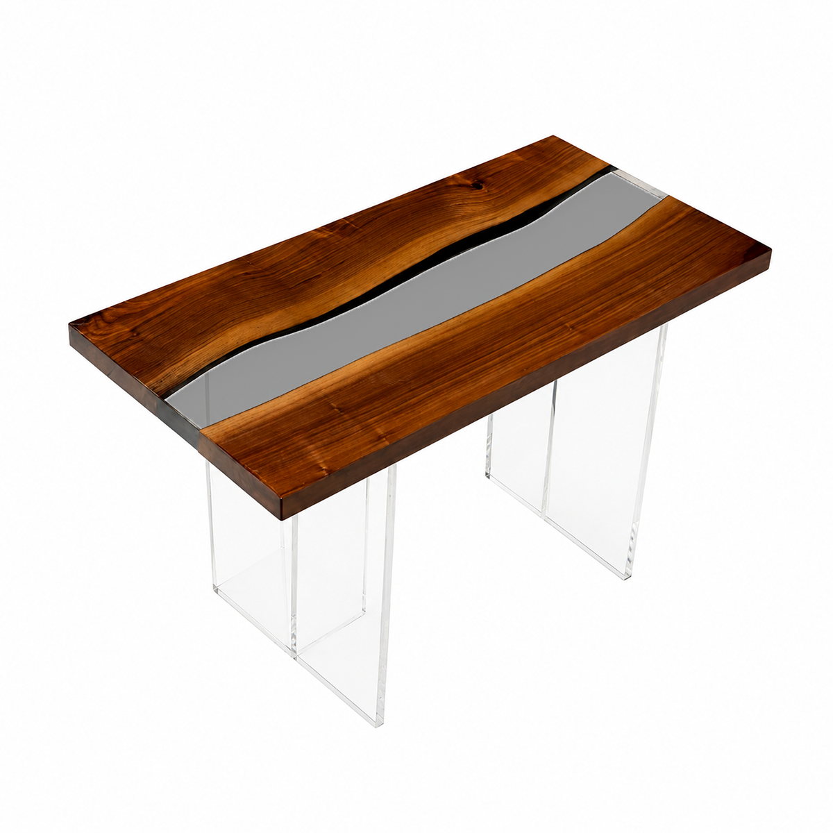 Black Walnut Wood with Clear Epoxy Resin Coffee Table 23.6"W x 47.2"L Thickness 2.0"