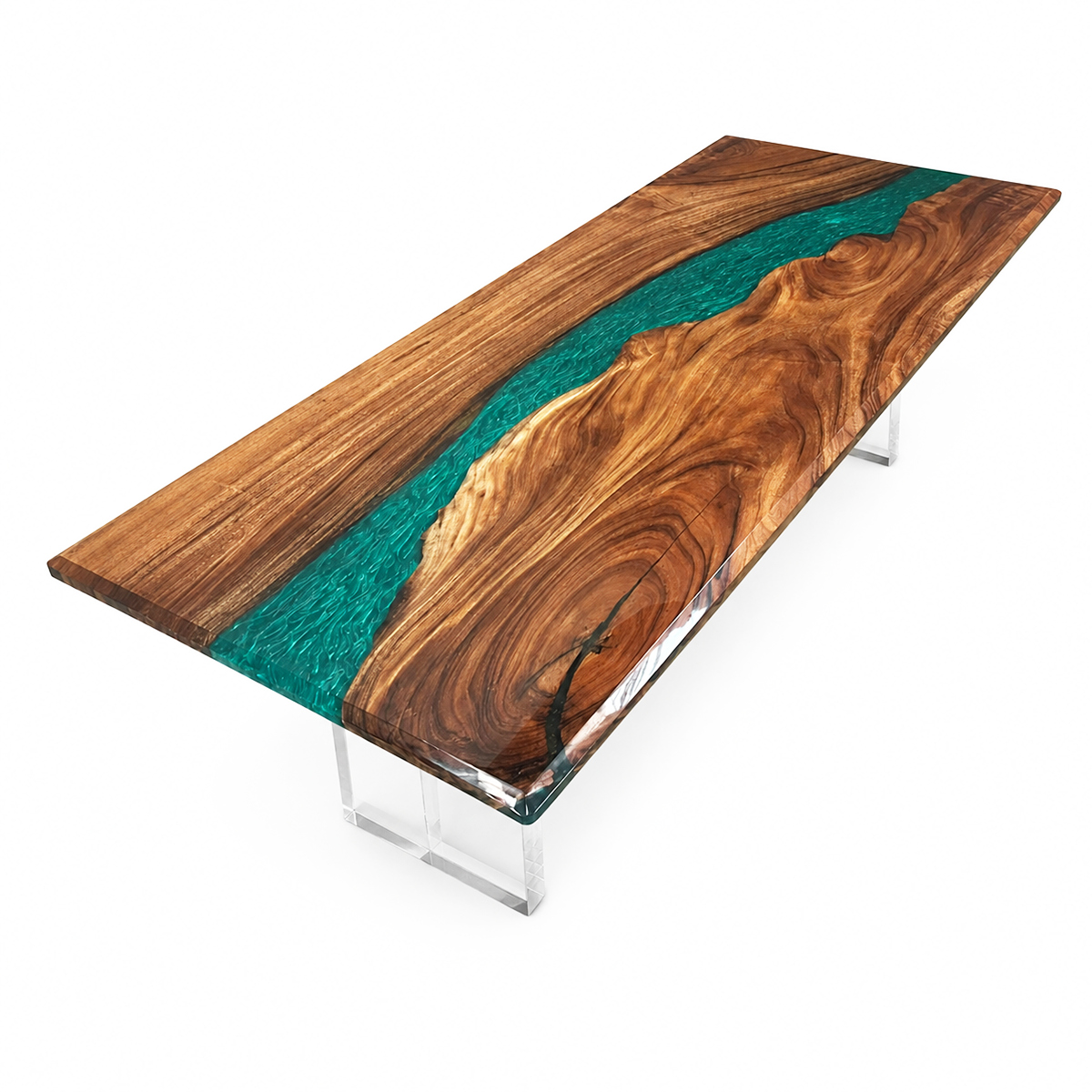 Black Walnut with Green Wave Epoxy Resin Conference Table