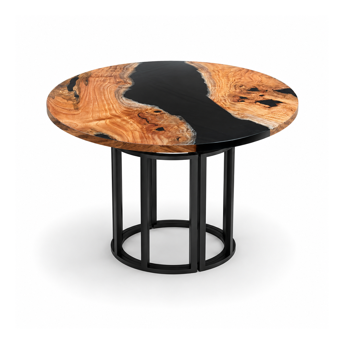 Walnut Wood Epoxy Resin River Round Table