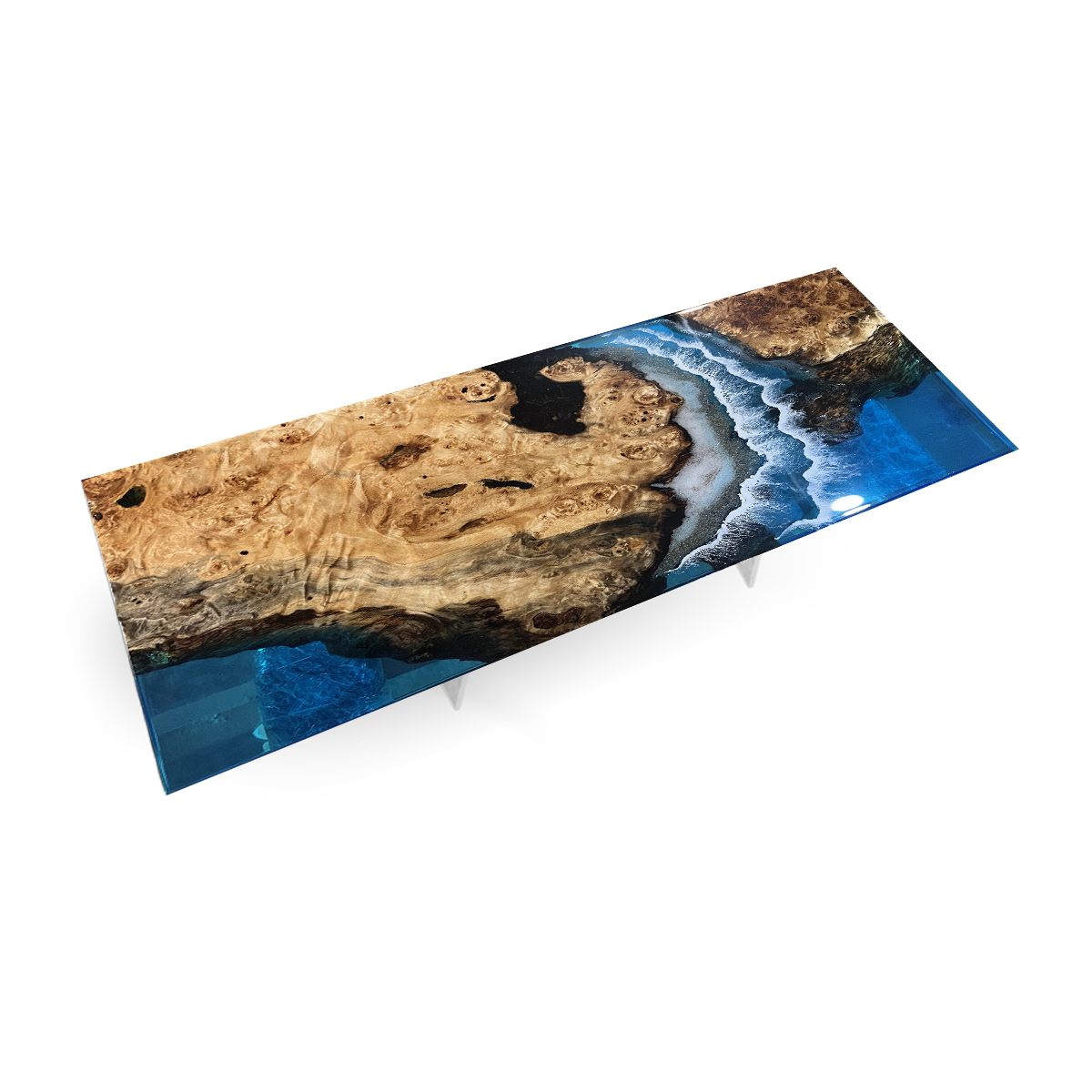 Olive Wood Ocean Wave Epoxy Resin Conference Table
