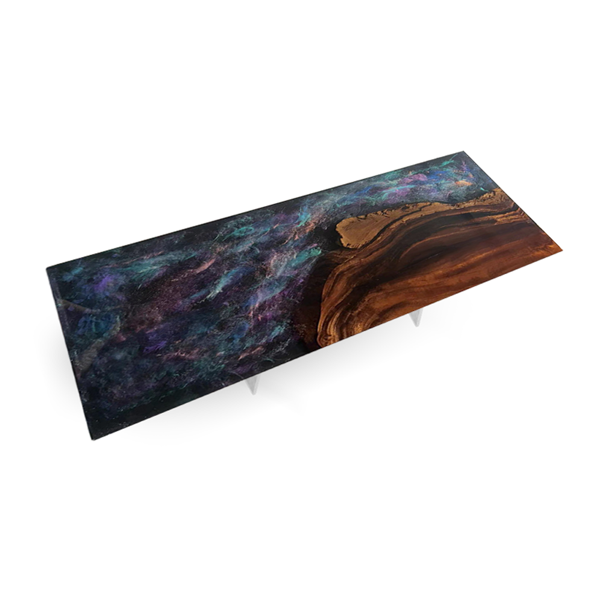 Black Walnut Wood Galaxy Epoxy Resin Conference Table
