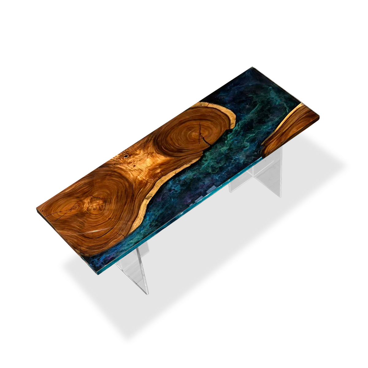 Black Walnut Wood Sky River Resin Coffee Table
