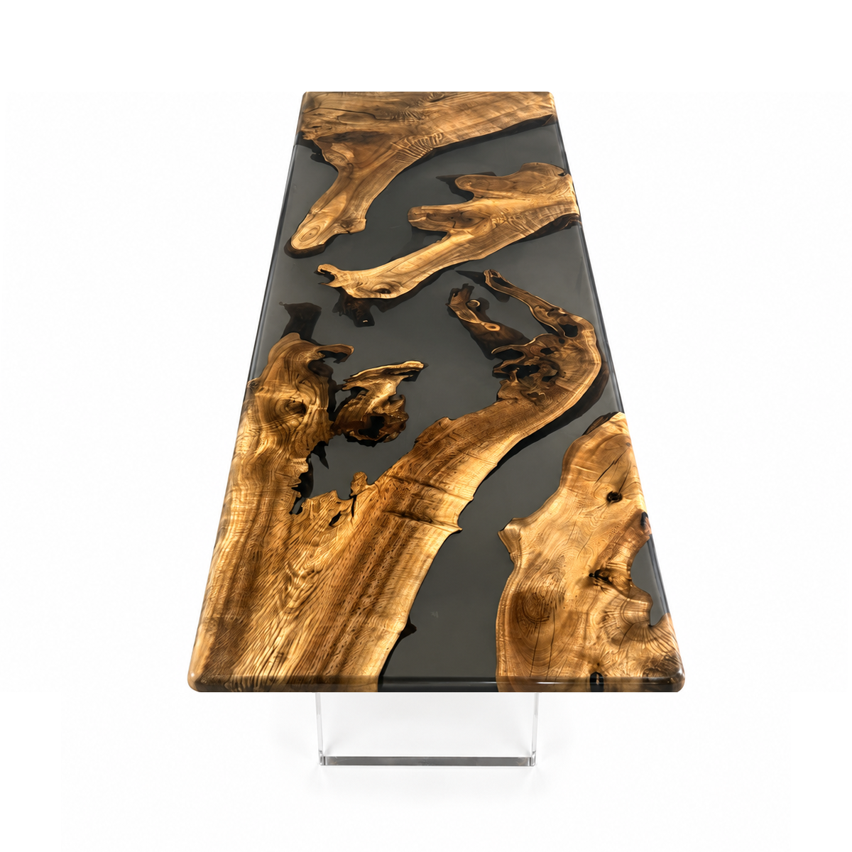 Golden Camphor with Transparent Black Epoxy Resin Conference Table