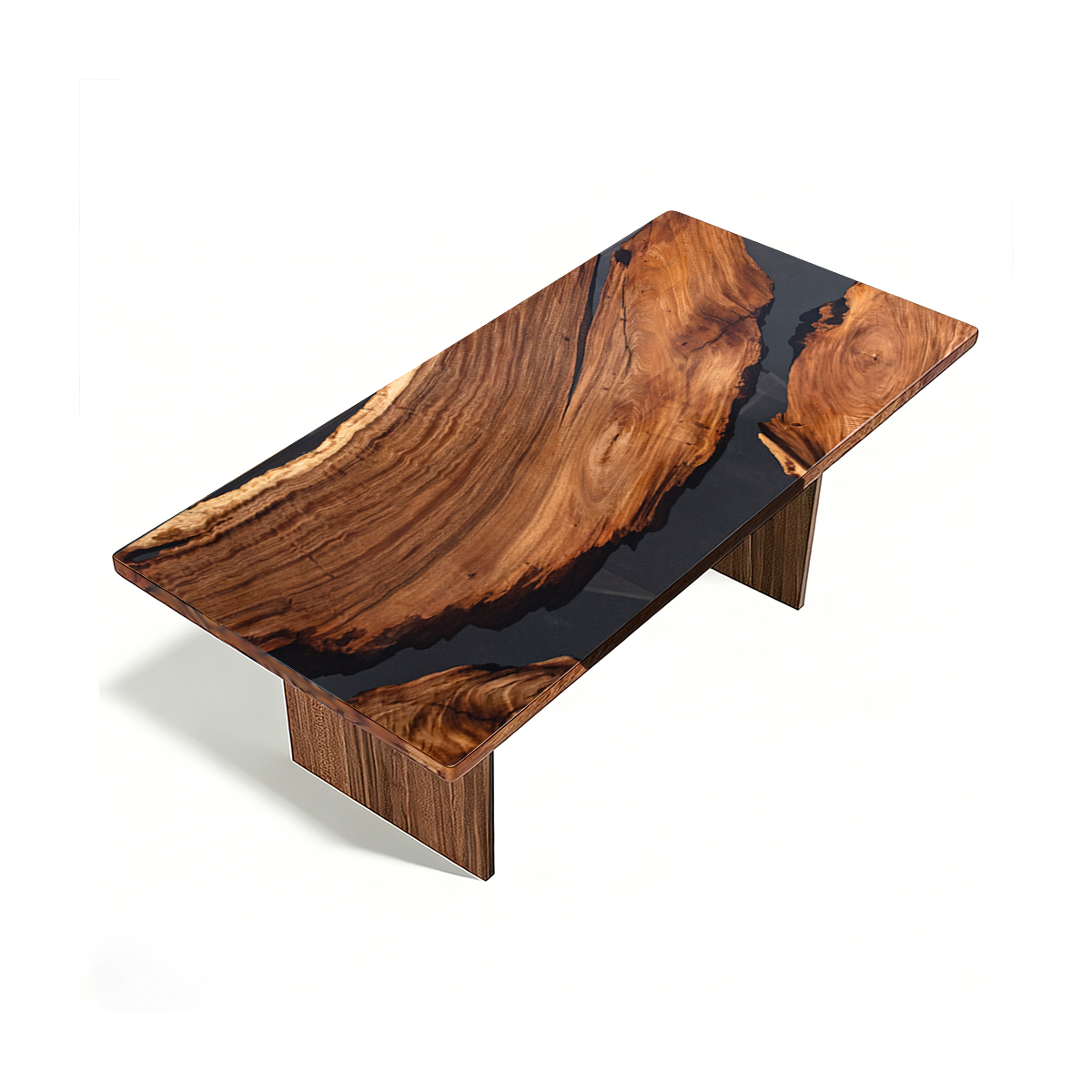 Black Walnut Wood Rectangle Epoxy Resin Conference Table