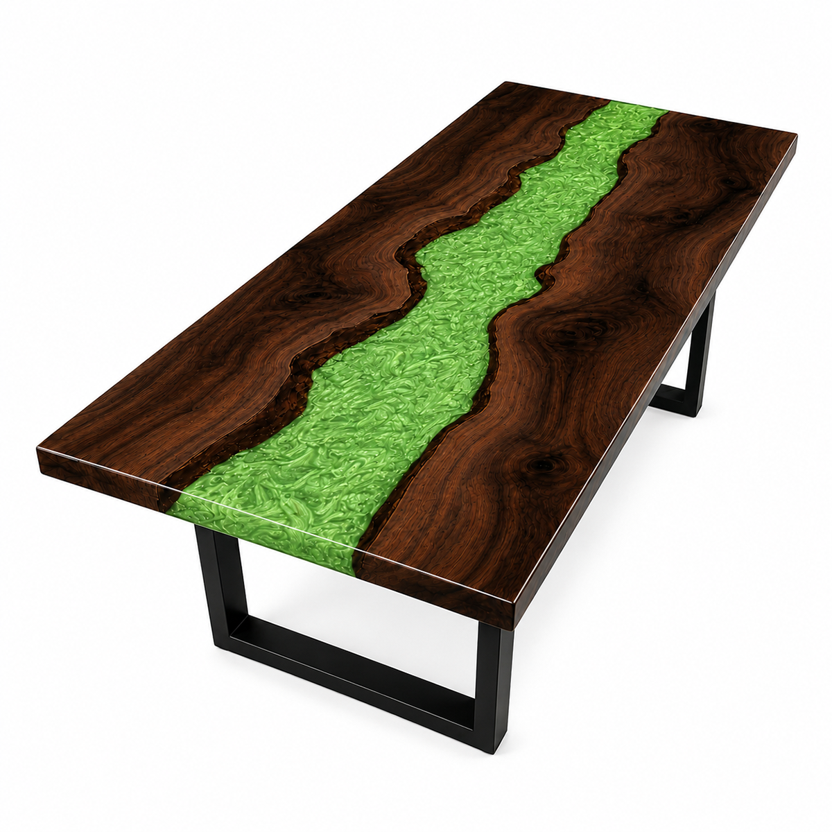 Black Walnut with Green Epoxy Resin Dining Table