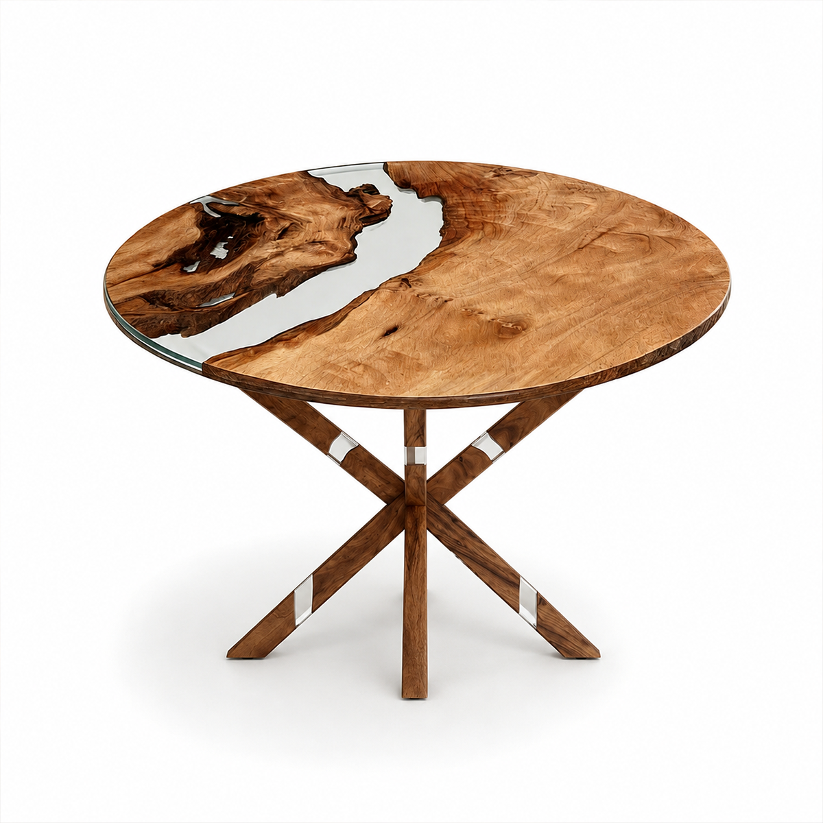 Olive Wood Clear Epoxy Resin Round Table