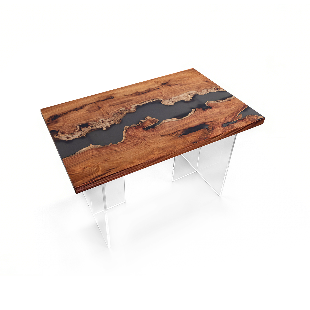 Burl Wood Black River Rectangle Resin Coffee Table