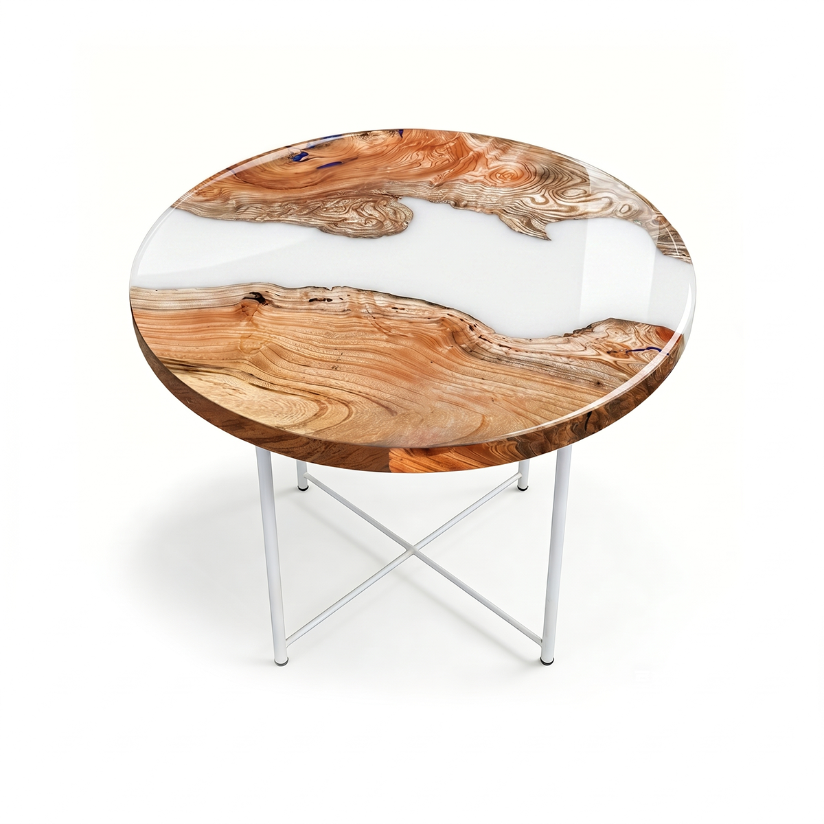 Wood Epoxy Resin White River Coffee Table