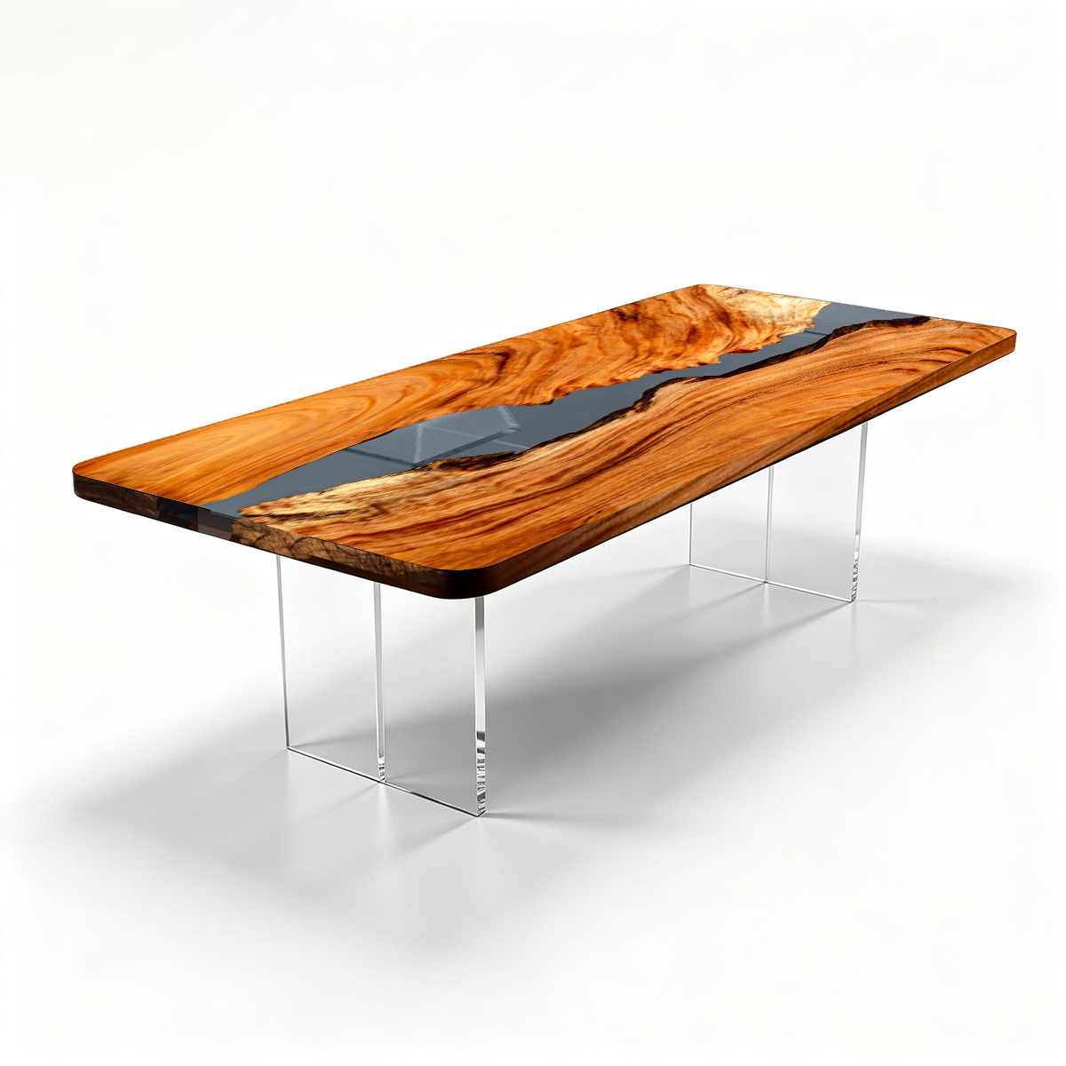 Cunninghamia Wood Epoxy Table with Transparent Black Resin