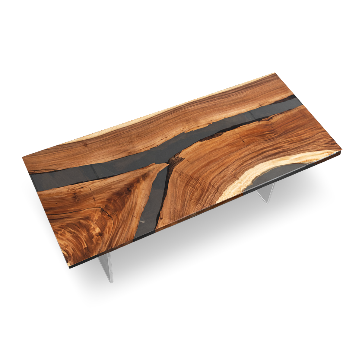 Walnut Wood Black River Rectangular Resin Conference Table
