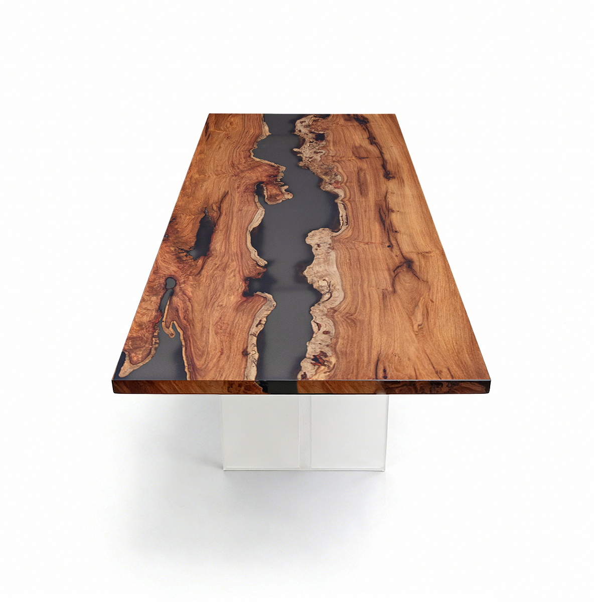 Burl Wood Black River Rectangle Resin Coffee Table