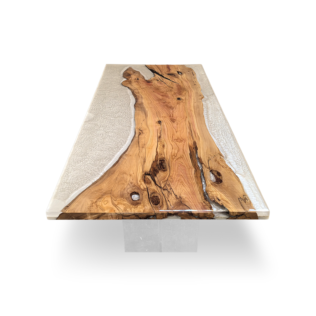 Olive Wood Frosted Epoxy Resin Dining Table