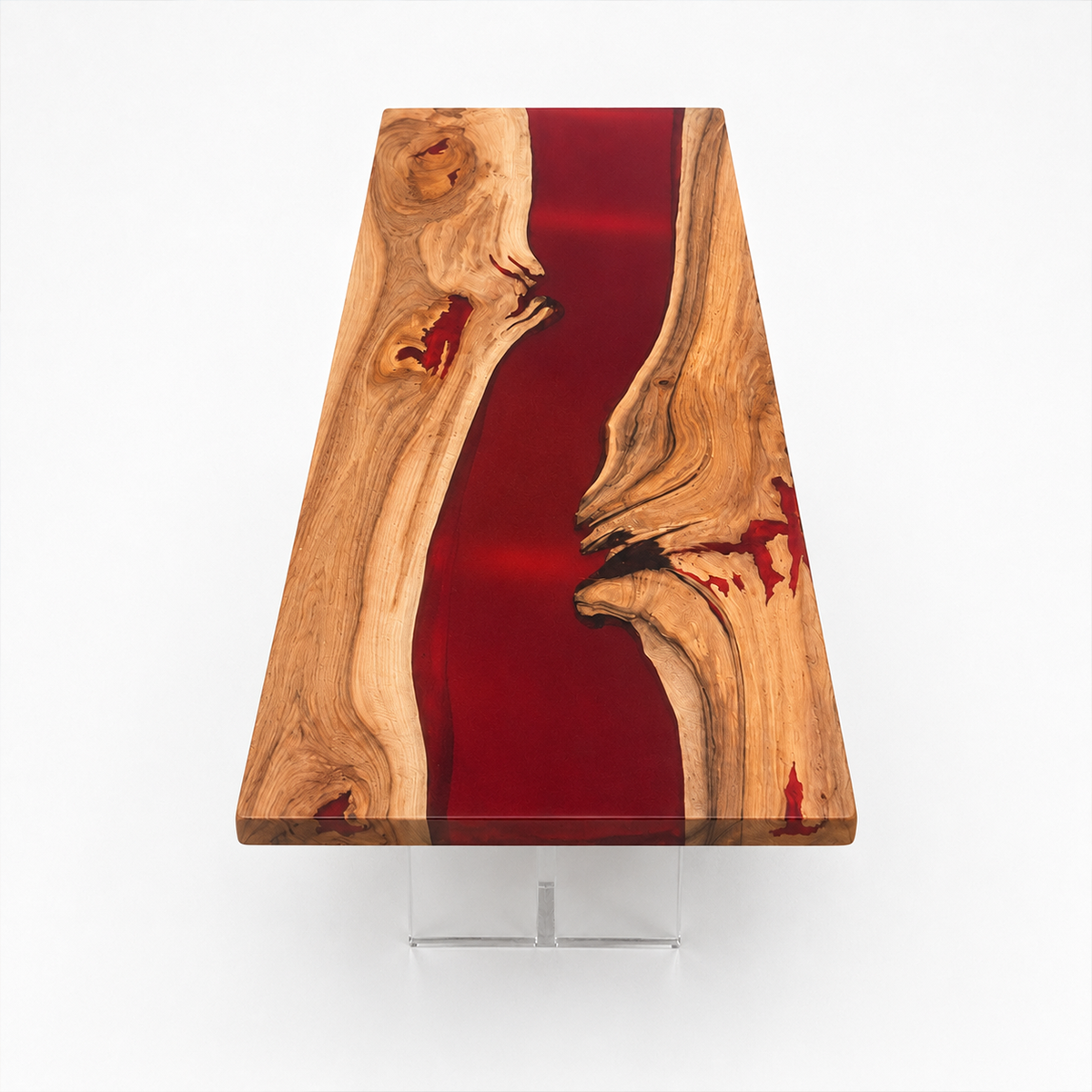 Walnut Wood with Red Epoxy Resin Dining Table