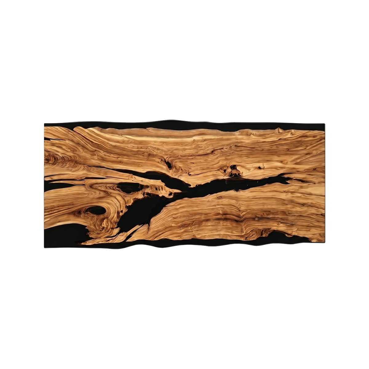Olive Wood Obsidian Epoxy Resin Conference Table