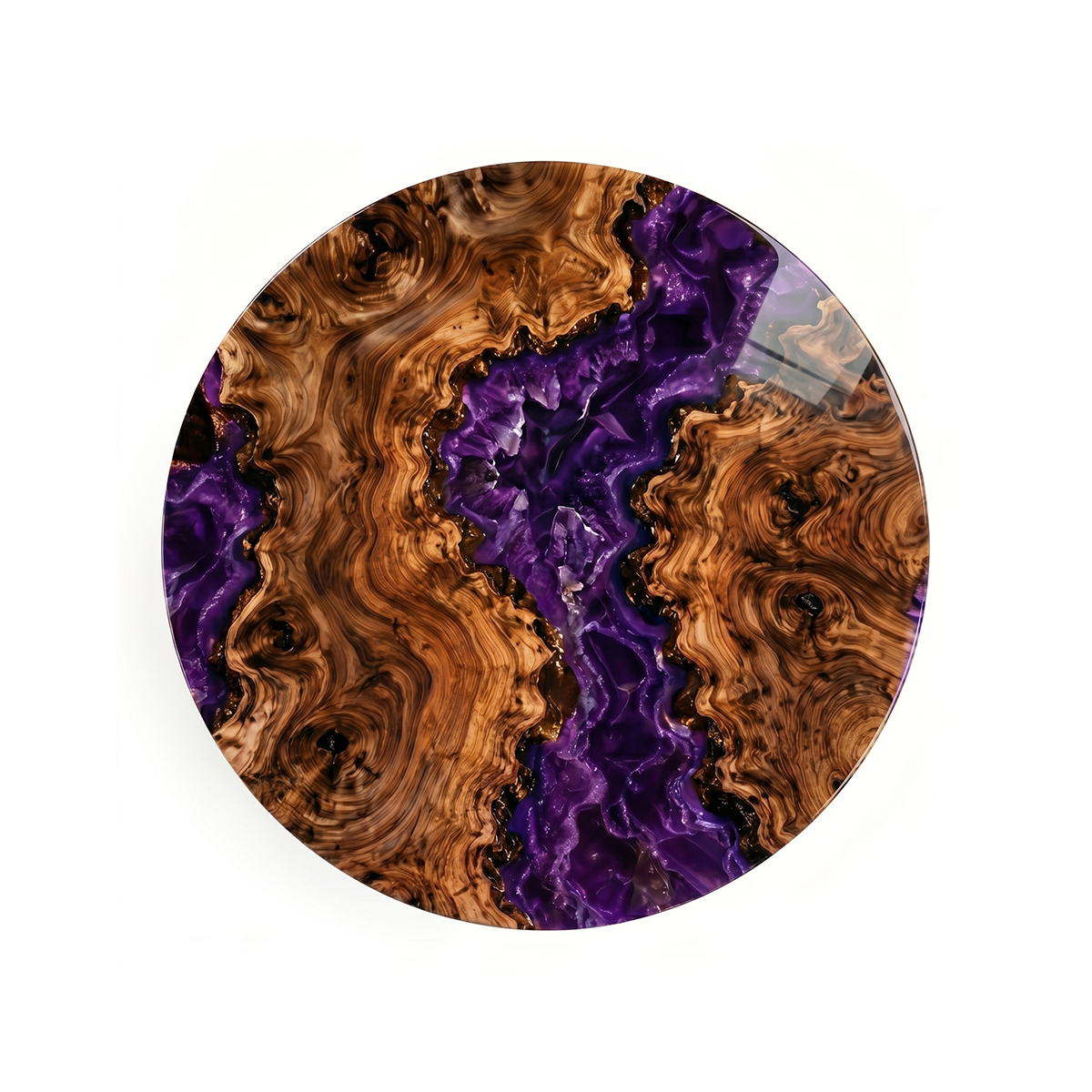 Walnut Wood Burl Purple River Epoxy Resin Round Table