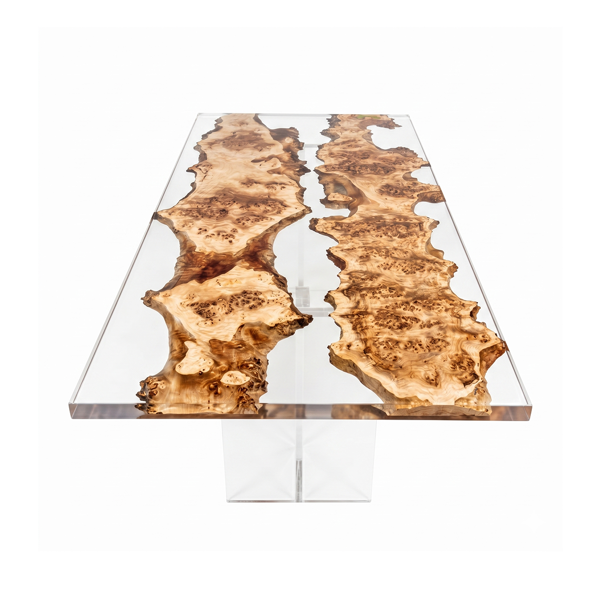 Popar Wood Clear Epoxy Resin Dining Table