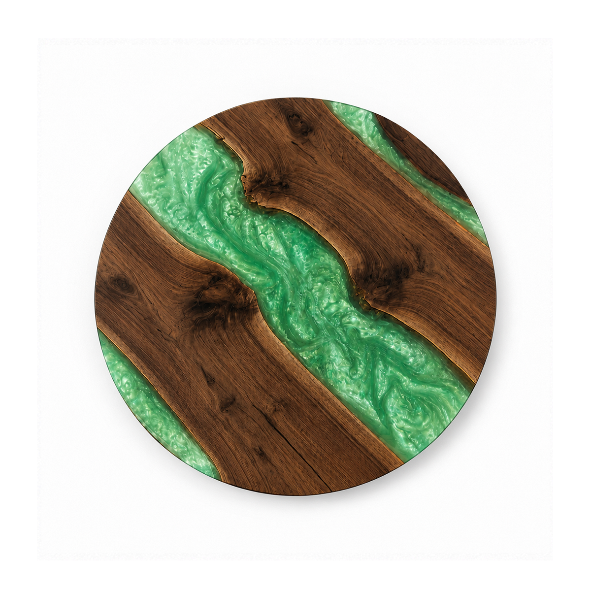 Black Walnut with Green Epoxy Resin Round Table