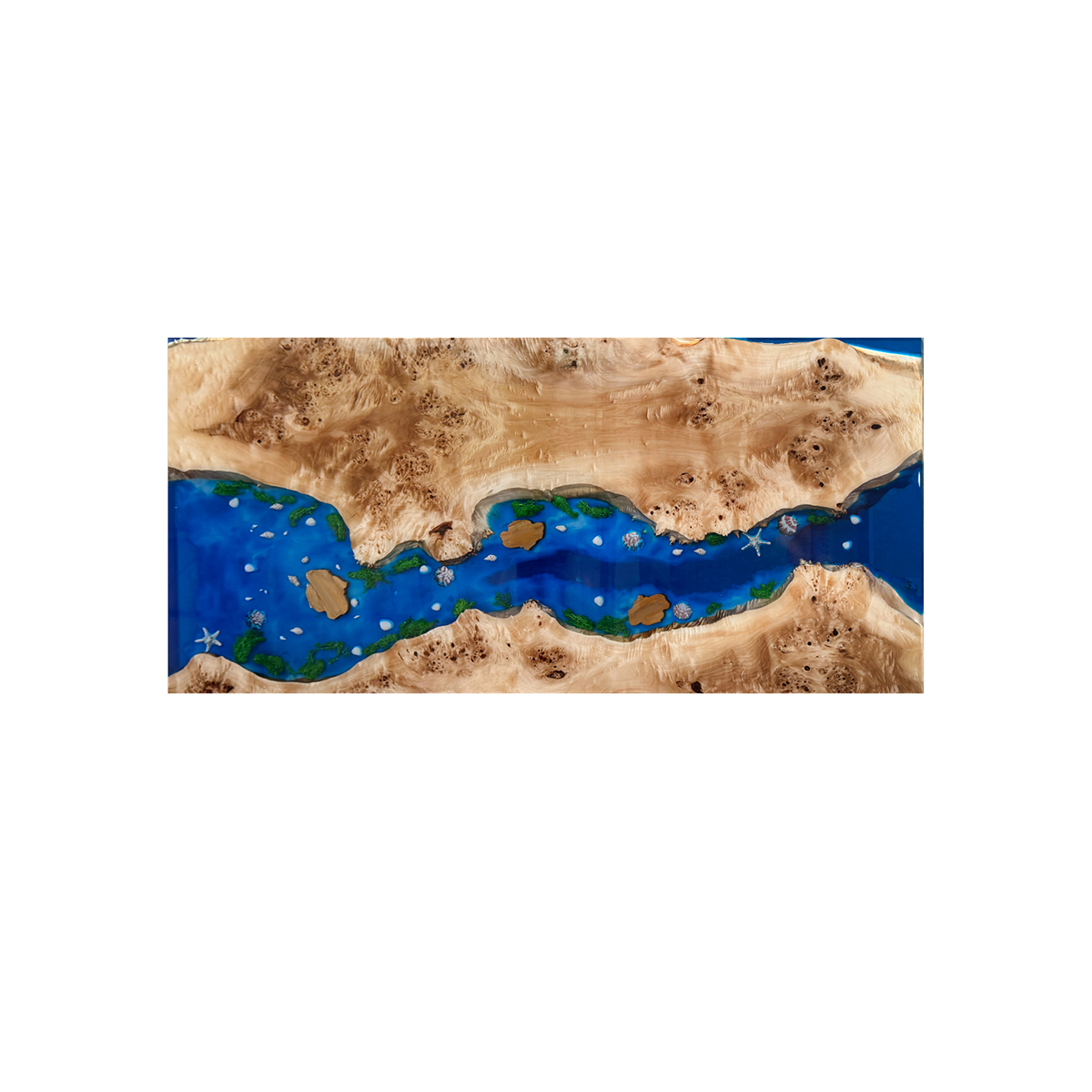 Poplar Wood Blur River Rectangle Resin Coffee Table