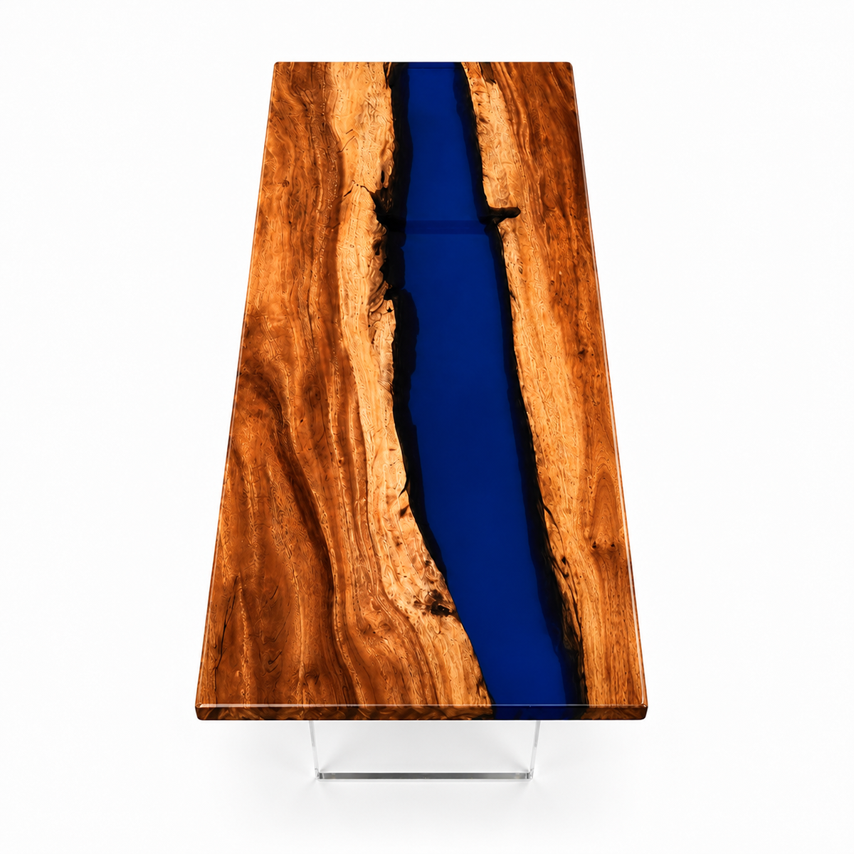Walnut Wood with Blue Epoxy Resin Conference Table