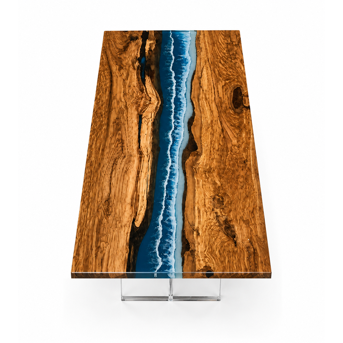 Olive Wood Mediterranean Tide Restaurant Epoxy Resin Table