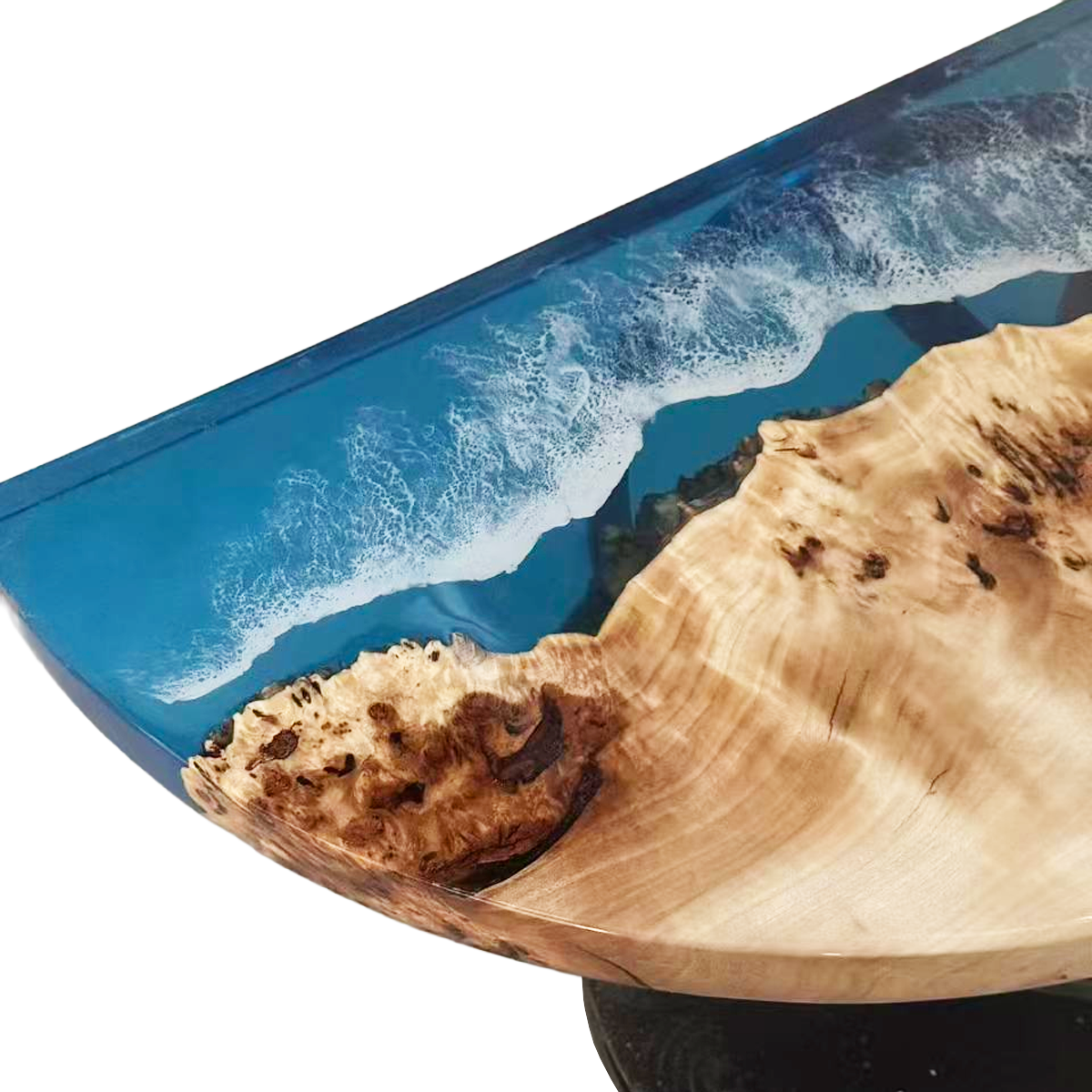 Poplar Wood Ocean Wave Semi-circle Side Table