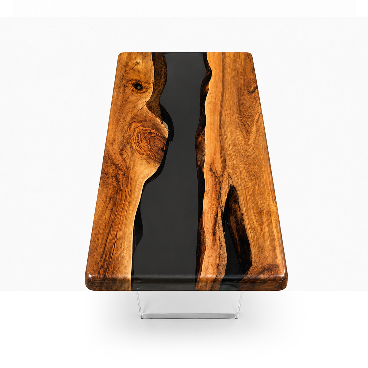 Walnut Wood with White Epoxy Resin Dining Table