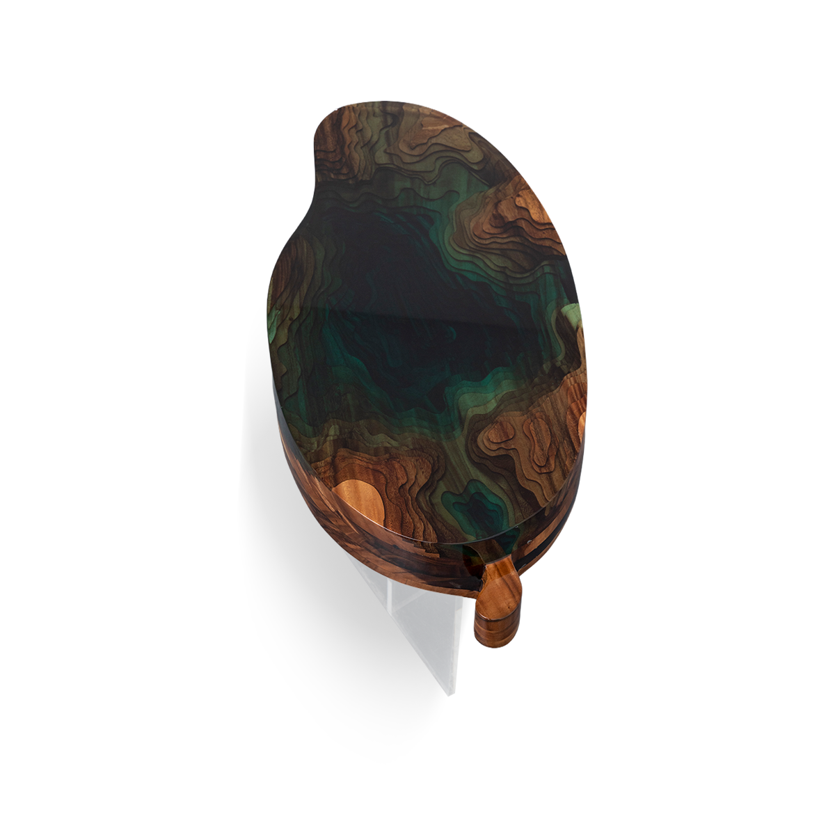 Live Edge Wood Teal Green Resin Chair