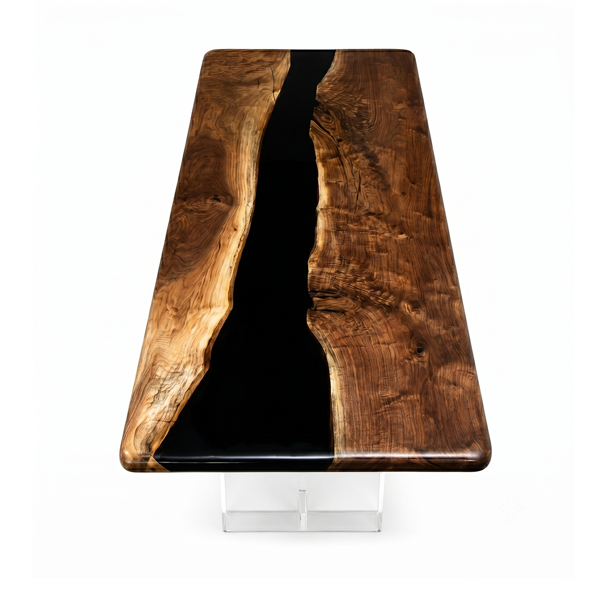 Black Walnut with Black Epoxy Resin Dining Table 31.5"W x 70.9"L Thickness 2.0"