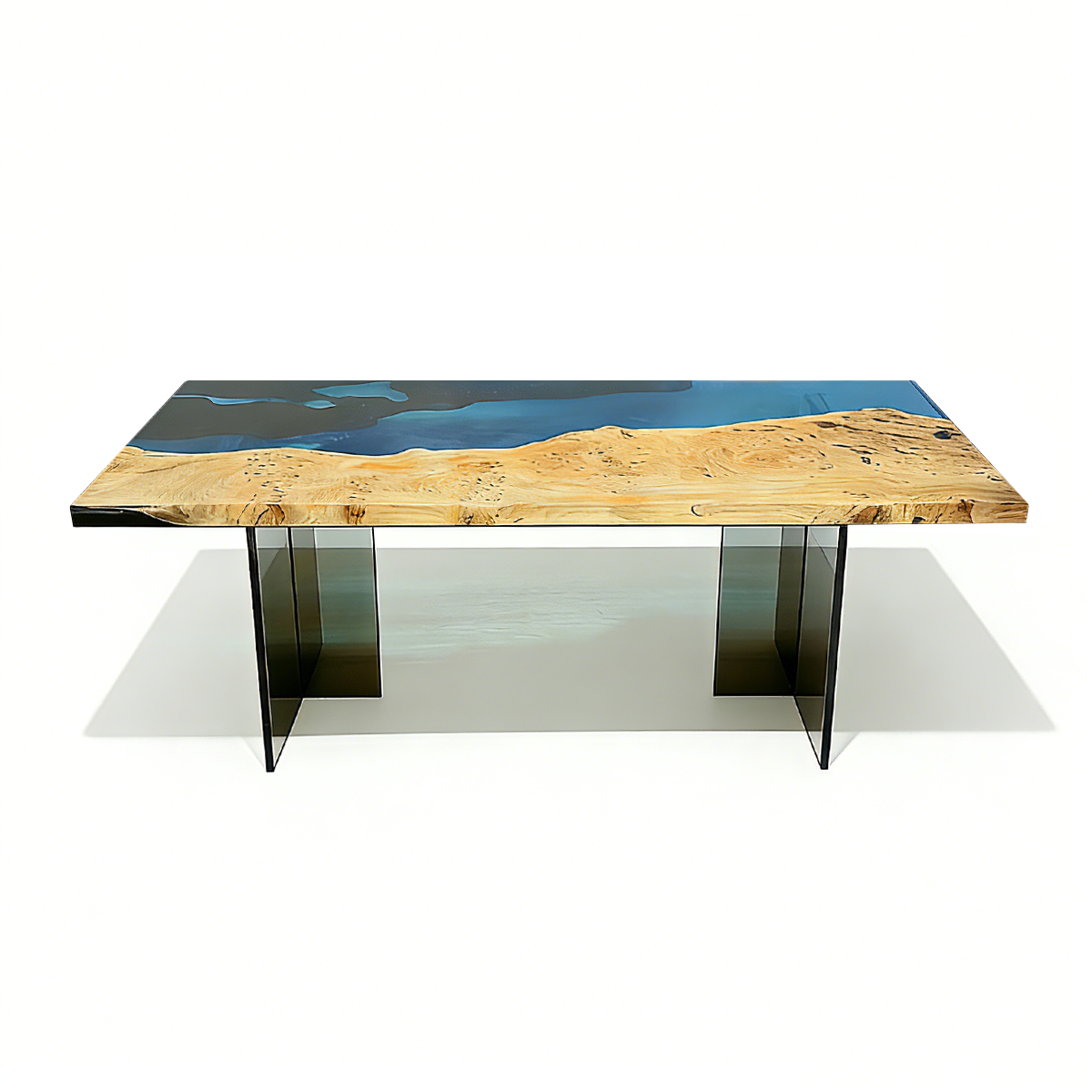 Poplar Wood Lake Scene Rectangle Resin Coffee Table