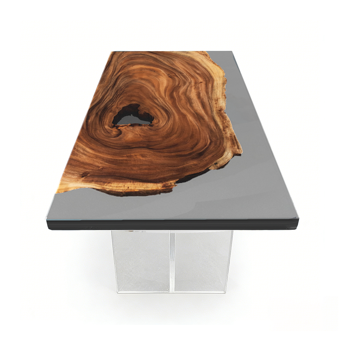 Walnut Wood Rectangular Resin Conference Table