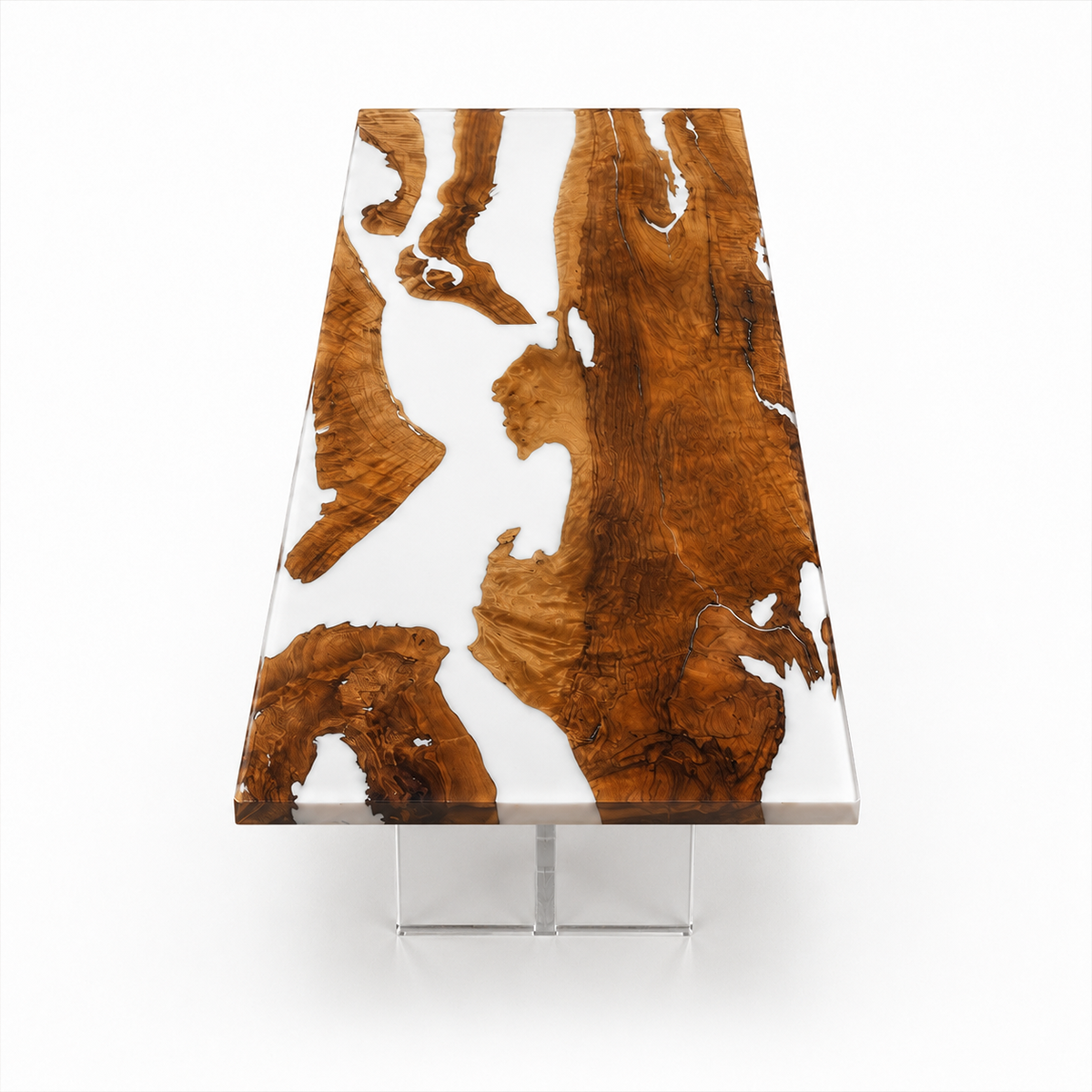 Walnut Wood with White Epoxy Resin Dining Table