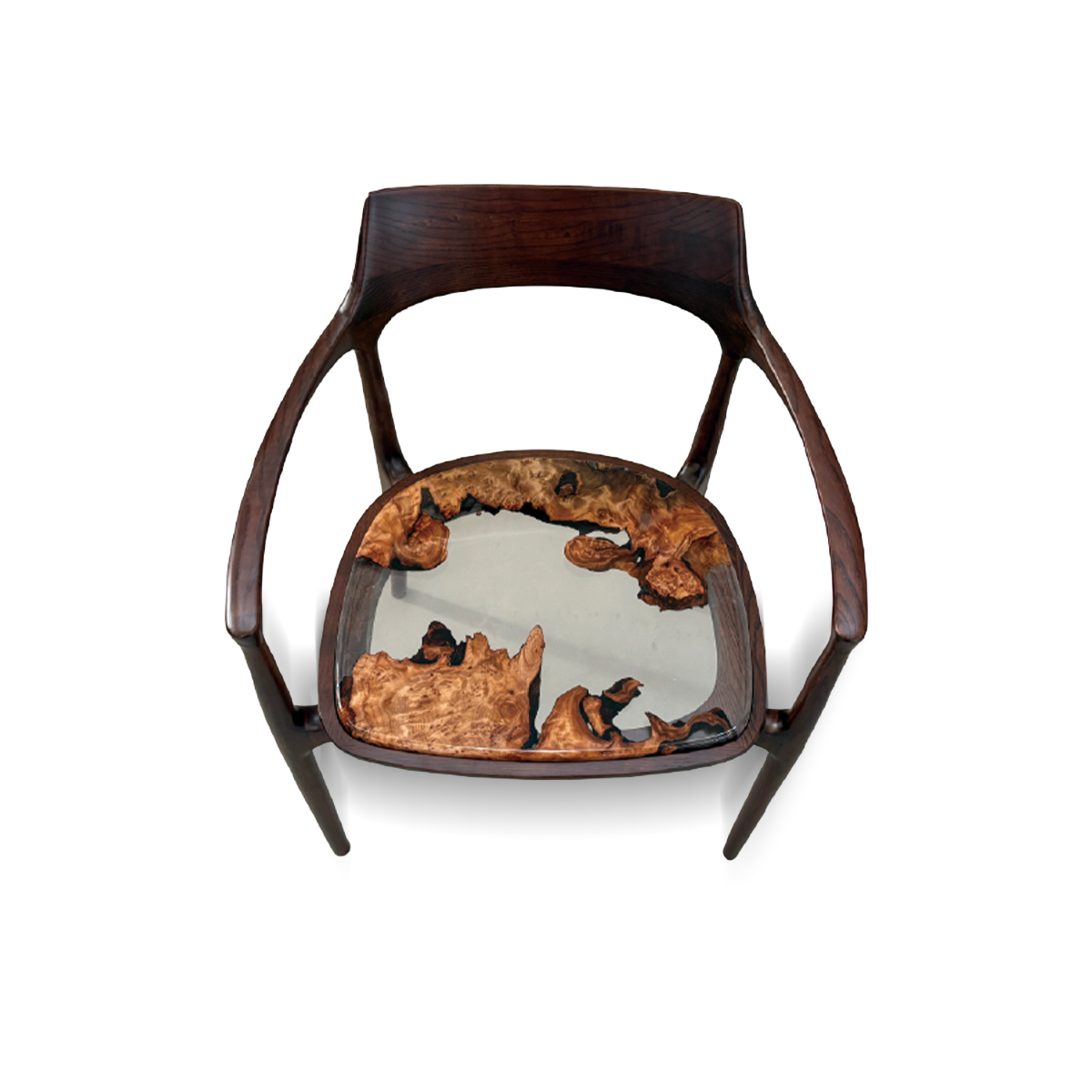 Poplar Wood Epoxy Resin Curved-back Armchair