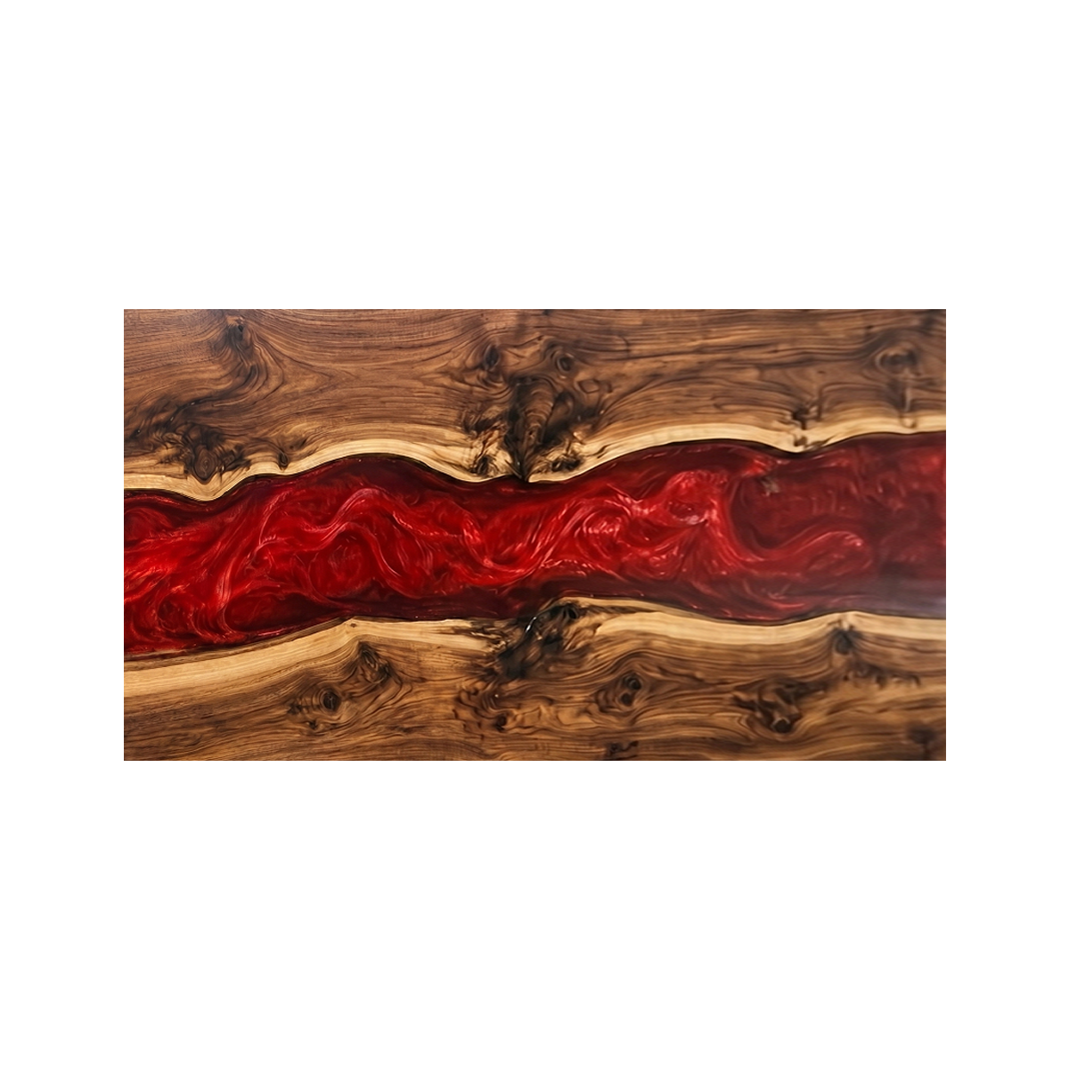Black Walnut Deep Red Swirl Epoxy Resin River Dining Table
