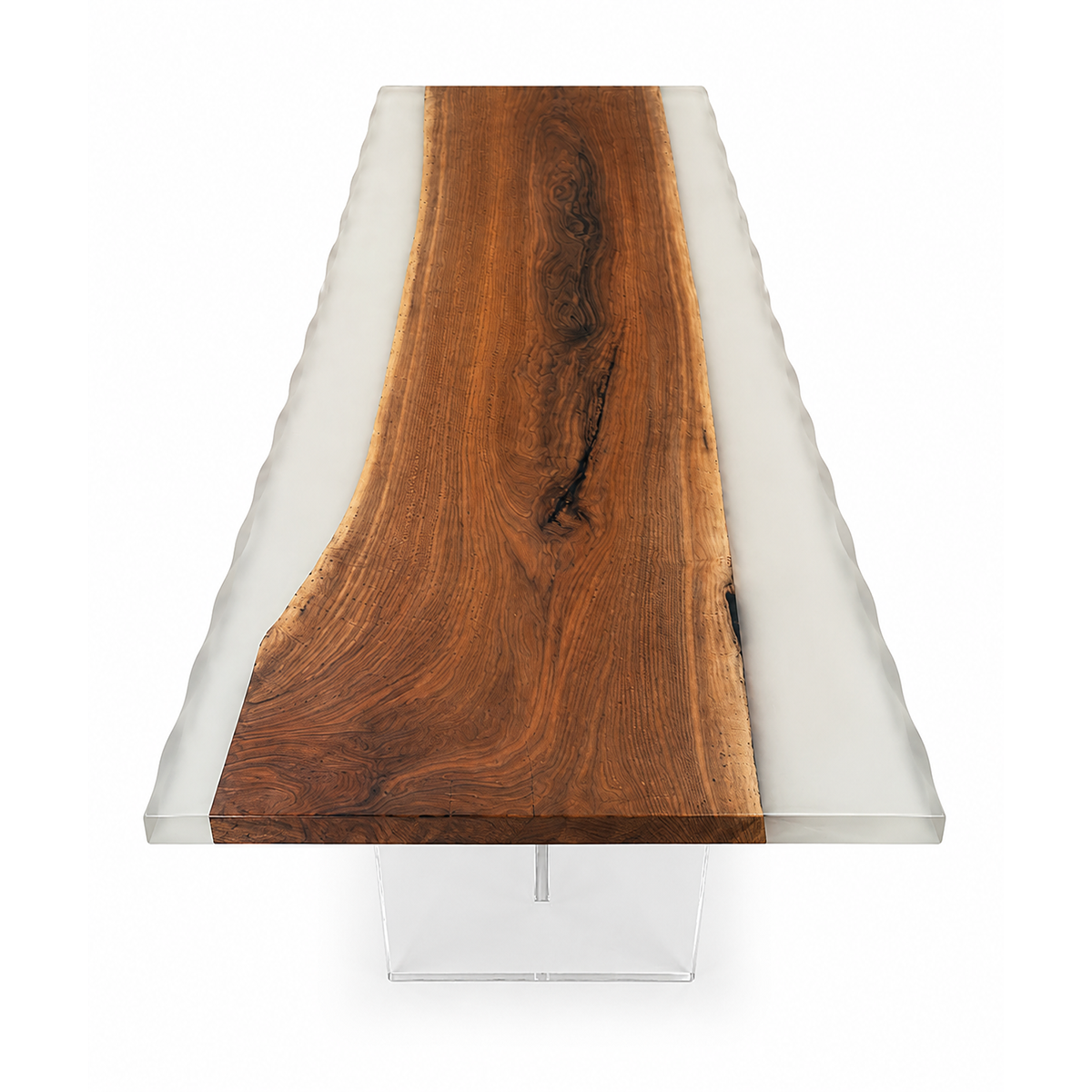 Black Walnut Wood with White Transparent Epoxy Resin Dining Table 37.4"W x 94.5"L Thickness 2.0"