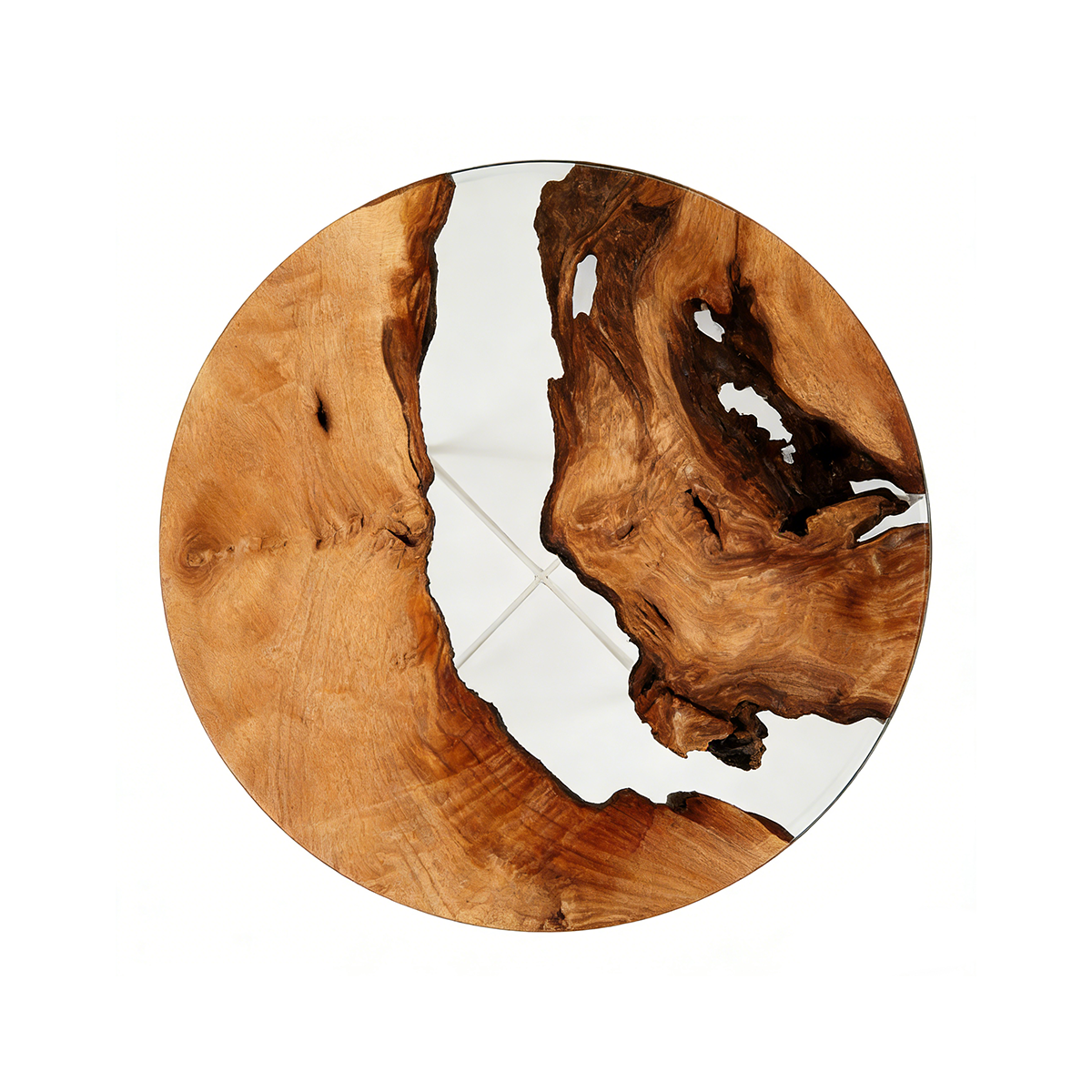 Olive Wood Clear Epoxy Resin Round Table