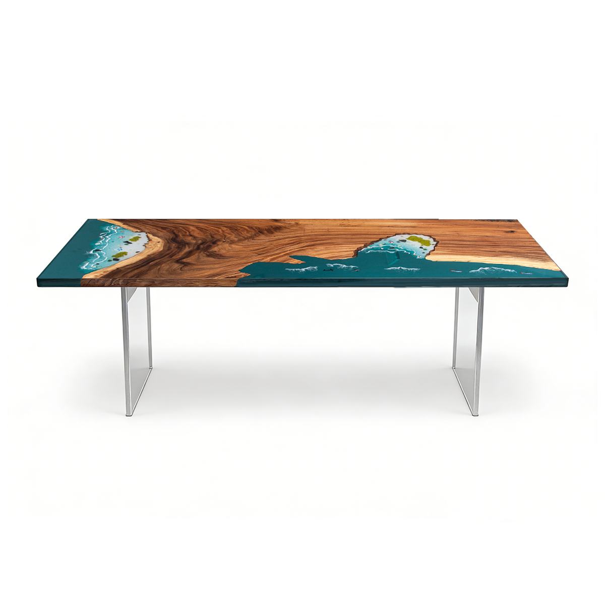 Olive Wood Ocean Scene Rectangle Resin Conference Table