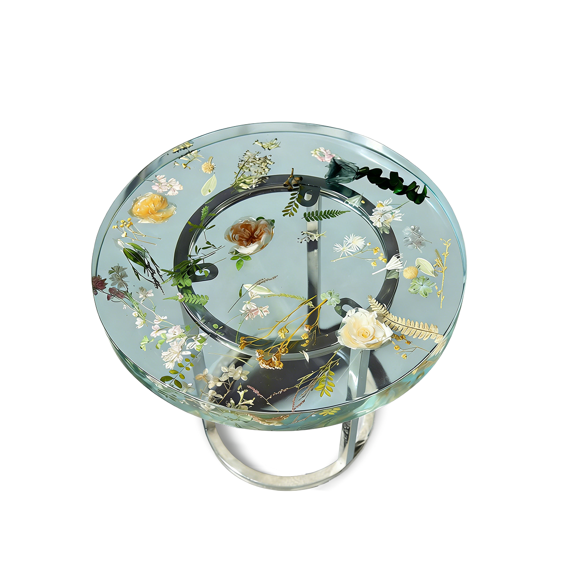 Pressed Floral Epoxy Side Table