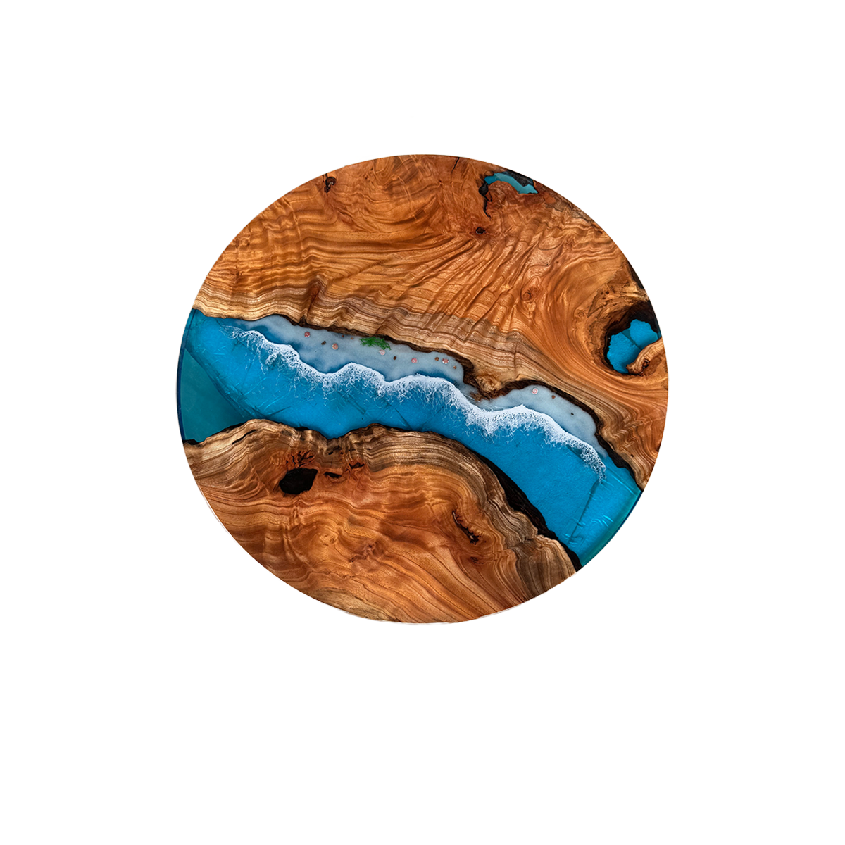 Cunninghamia Wood Blue Wave Resin Round Table