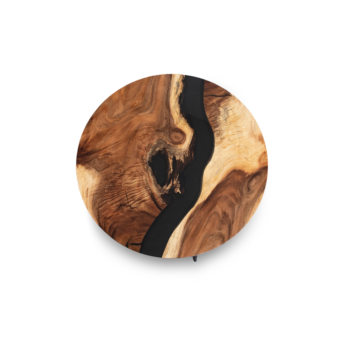 Black Walnut Wood Round Side Table