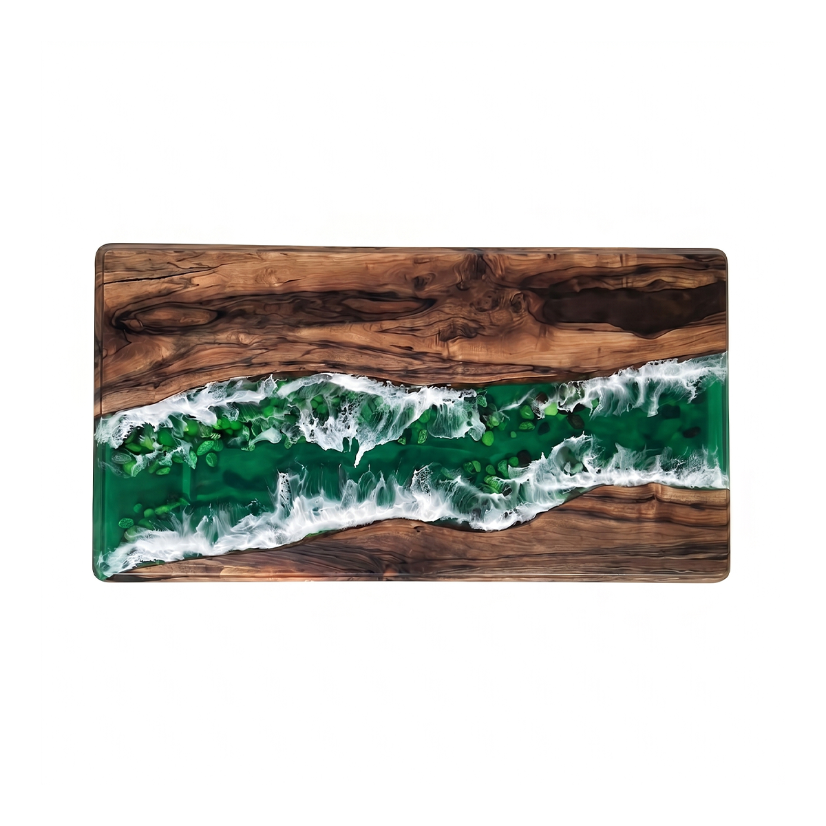 Black Walnut with Green Wave Epoxy Resin Dining Table