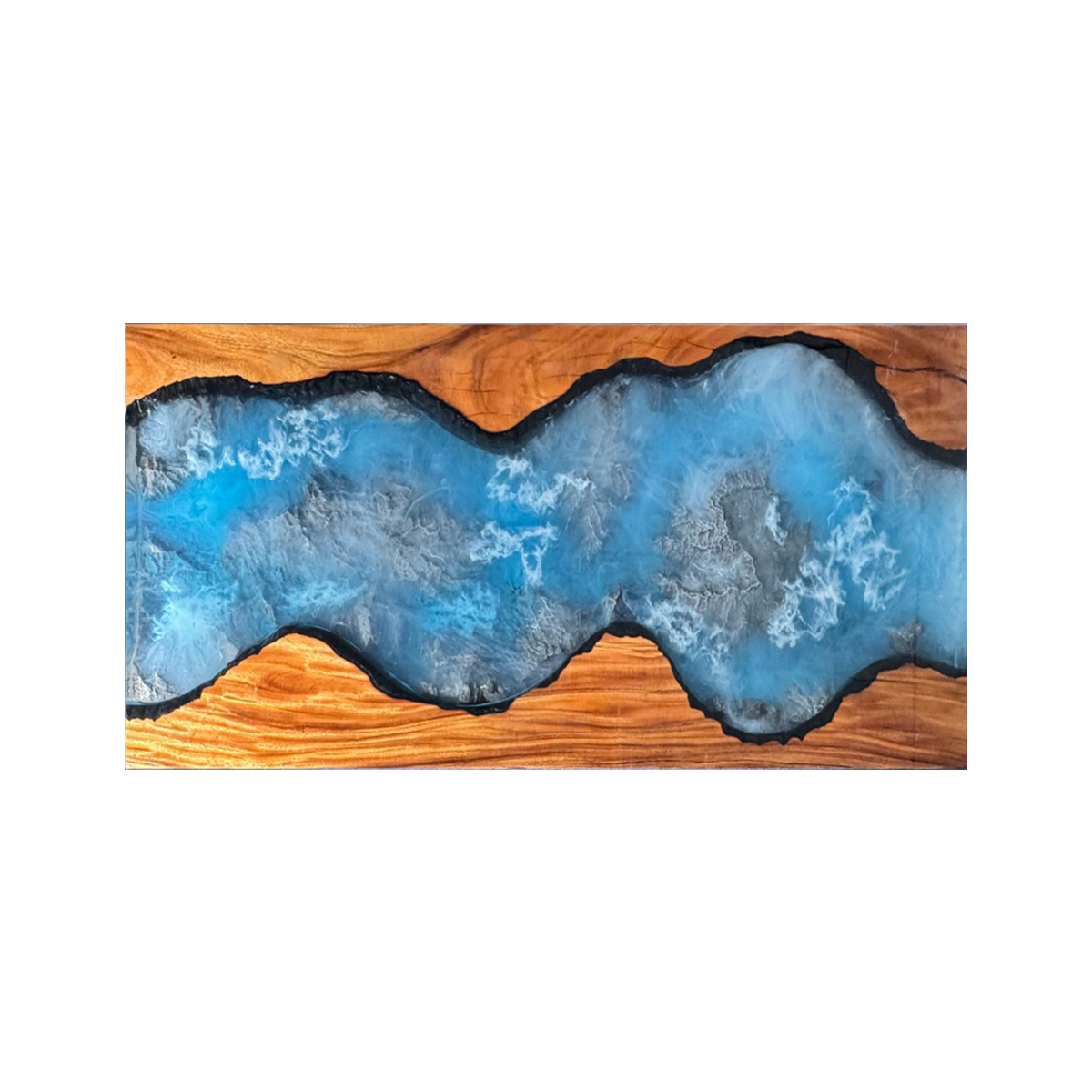 Walnut Wood Blue Lagoon Epoxy Resin Coffee Table