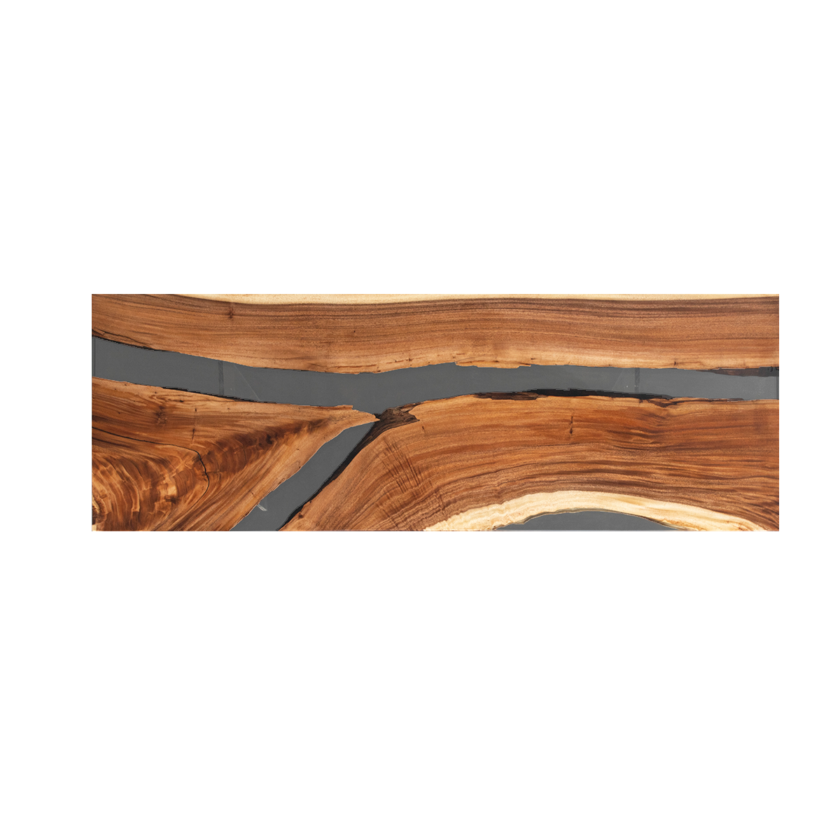Walnut Wood Black River Rectangular Resin Conference Table